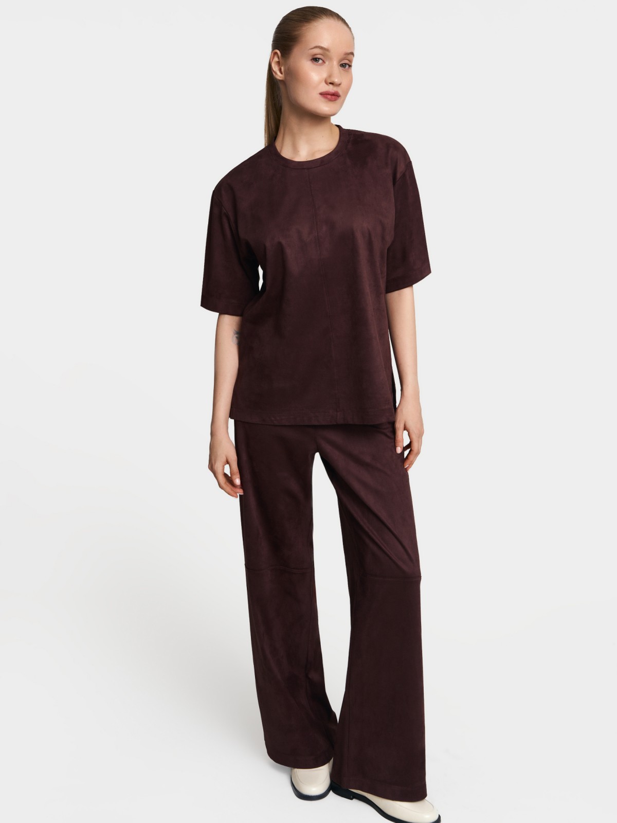 Брюки из экозамши на резинке