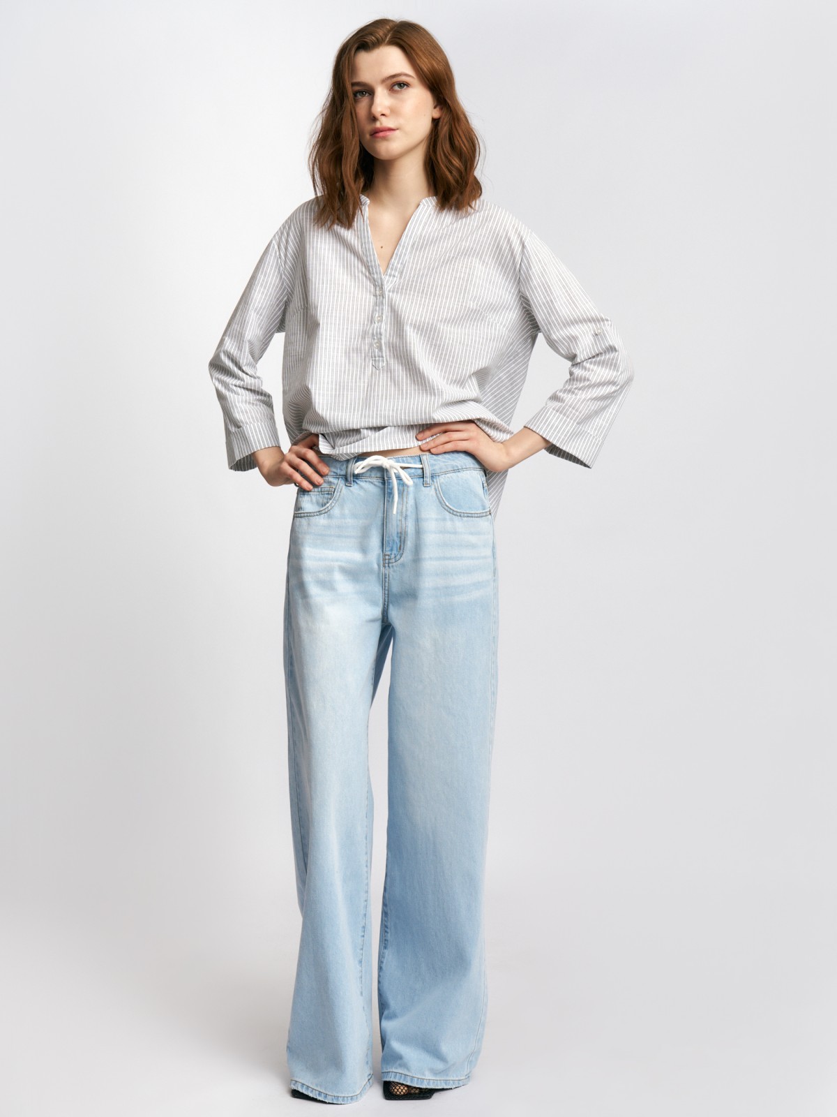 Джинсы силуэта Wide с посадкой Loose из хлопка