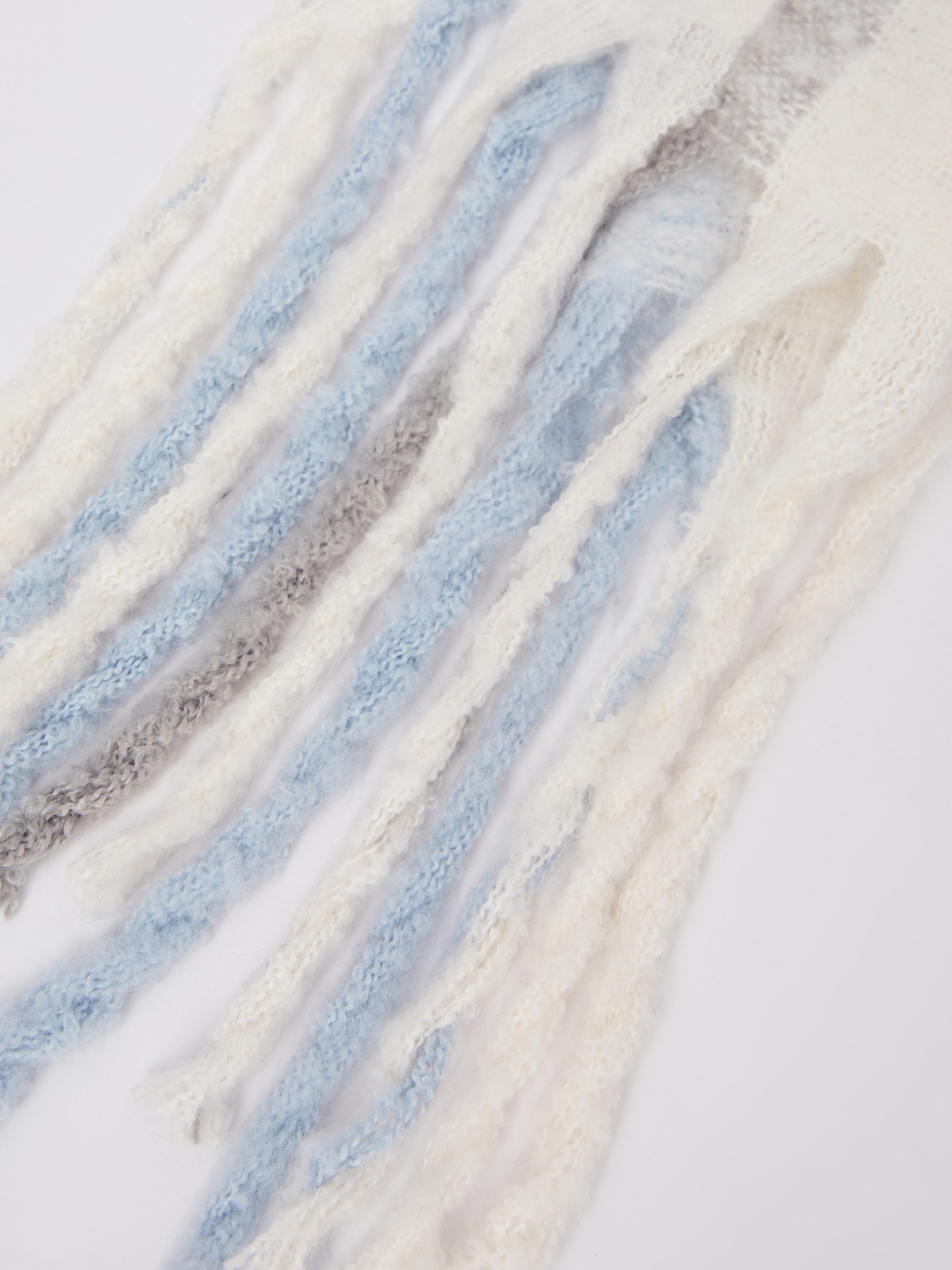 Тканевый шарф с узором в клетку и длинной бахромой zolla 023429159035, цвет светло-голубой, размер No_size - фото 2