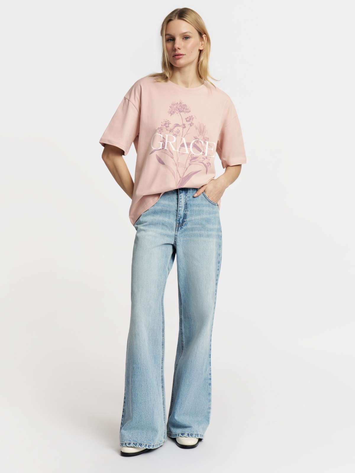 Футболка оверсайз из хлопка с принтом