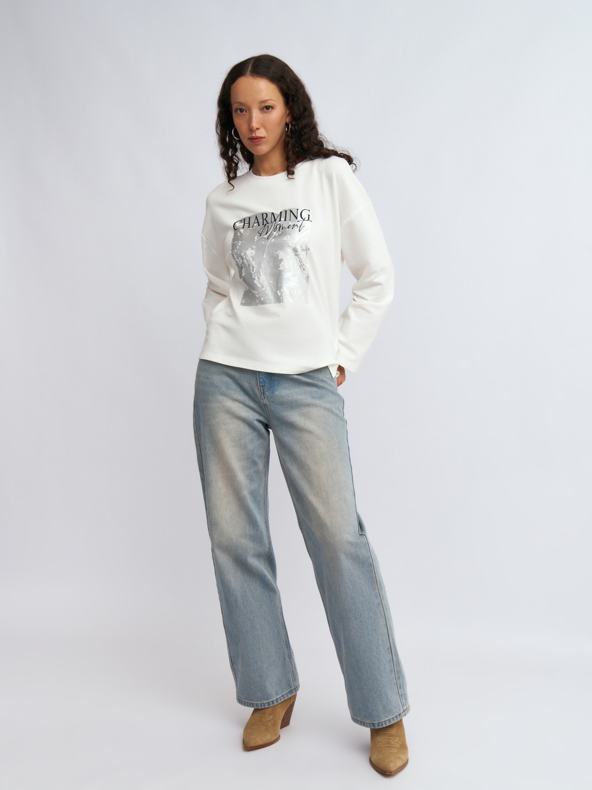 Трикотажный лонгслив с принтом