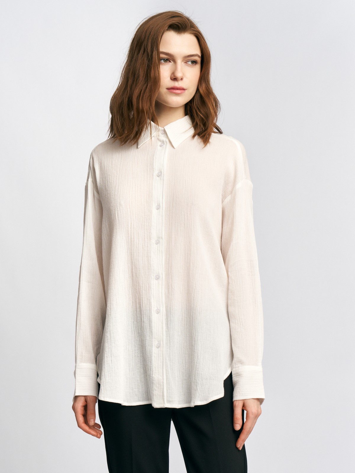 Рубашка оверсайз из хлопка с длинным рукавом