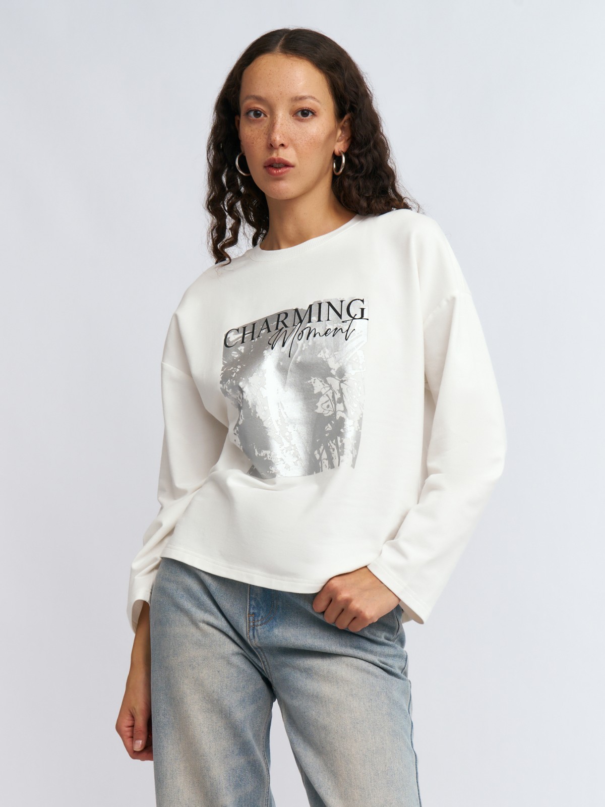 Трикотажный лонгслив с принтом