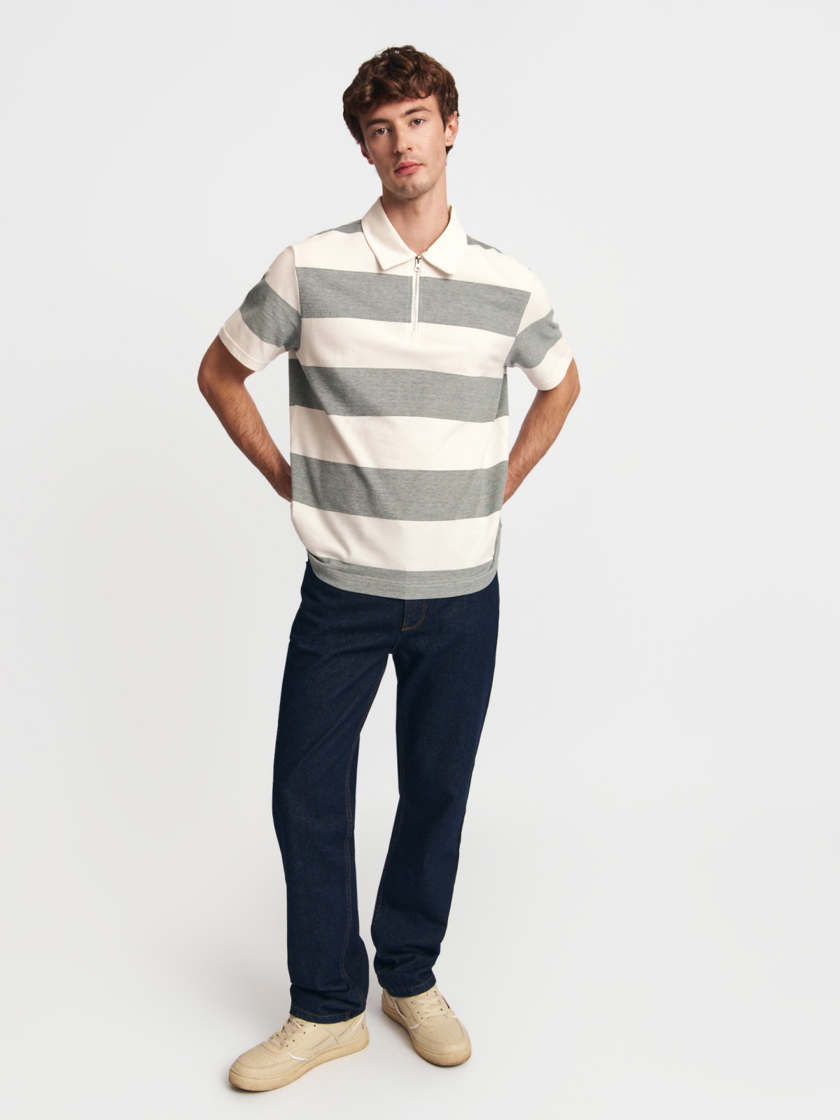 Футболка поло из хлопка на молнии