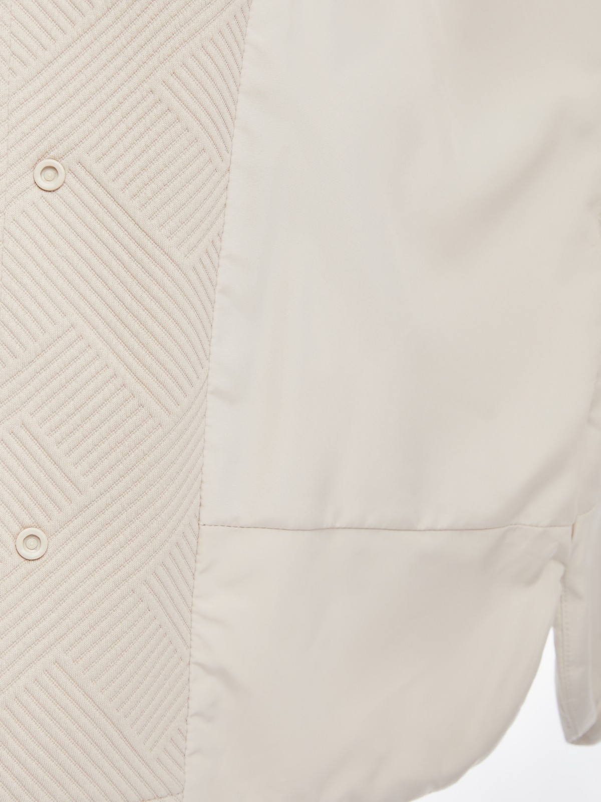 Стёганая куртка с трикотажным капюшоном и вшитой манишкой на кнопках zolla 02412511F494, цвет молоко, размер XS - фото 5