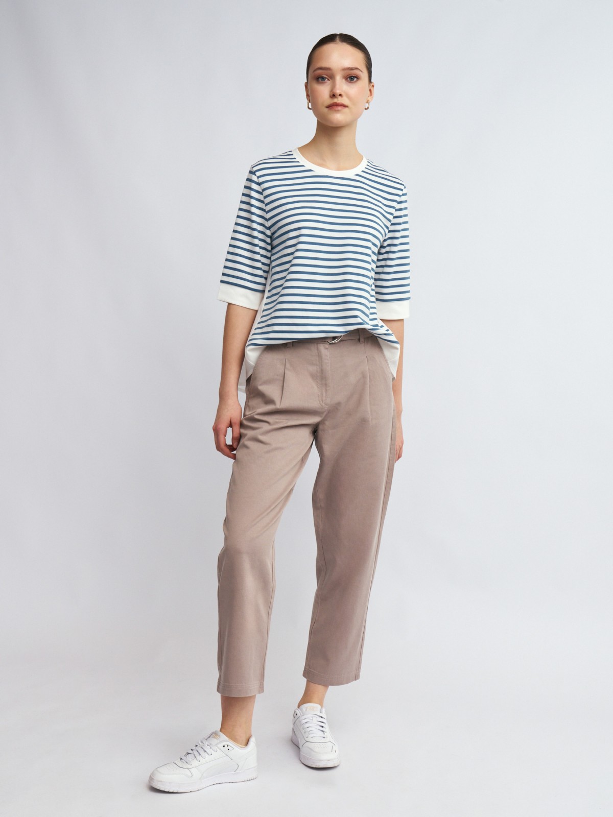 Брюки фасона Carrot с поясом