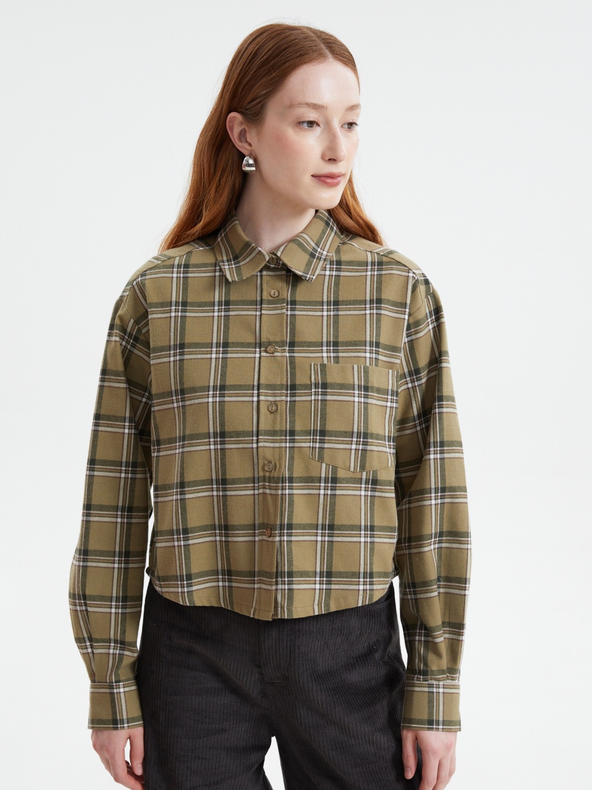 Укороченная фланелевая рубашка в клетку