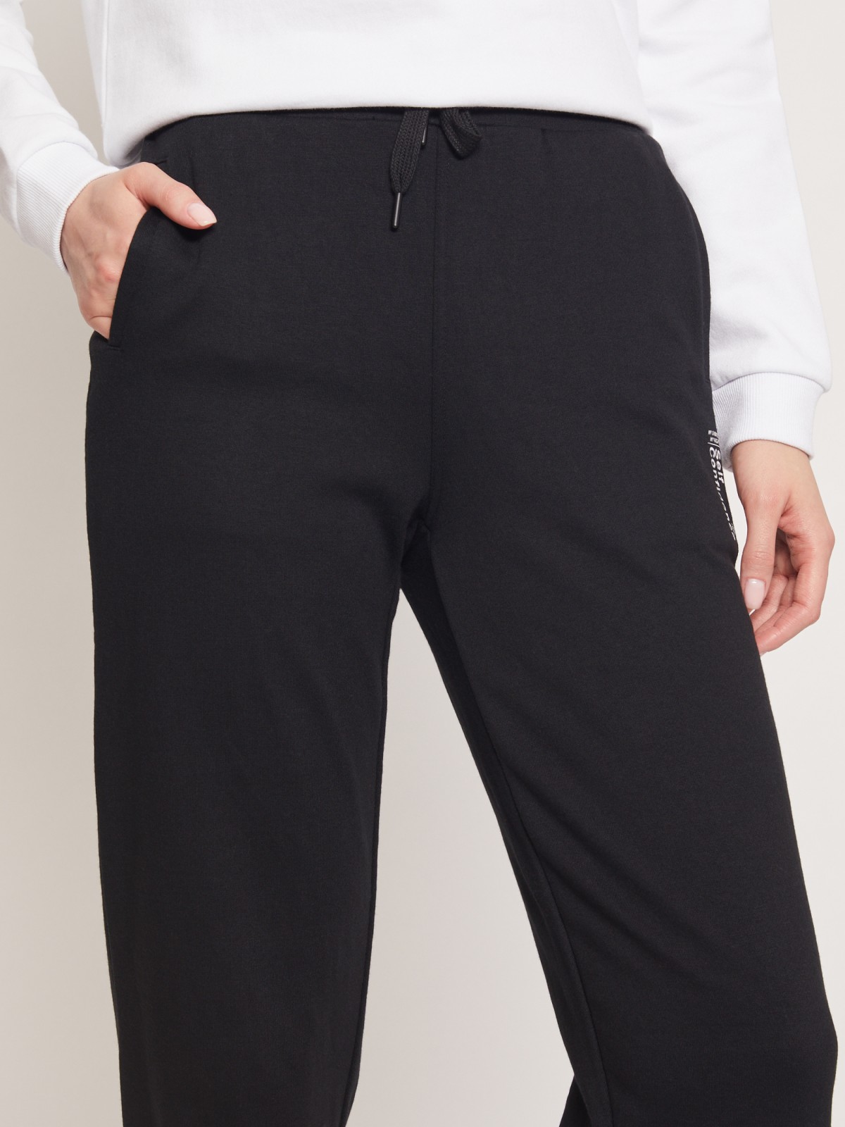 Трикотажные брюки-джоггеры zolla 22131732L121, цвет черный, размер XS - фото 4