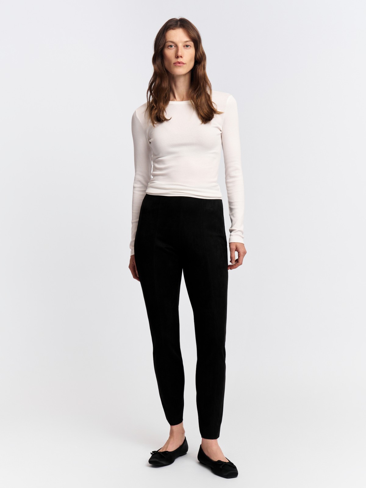 Легинсы из экозамши со стрелками