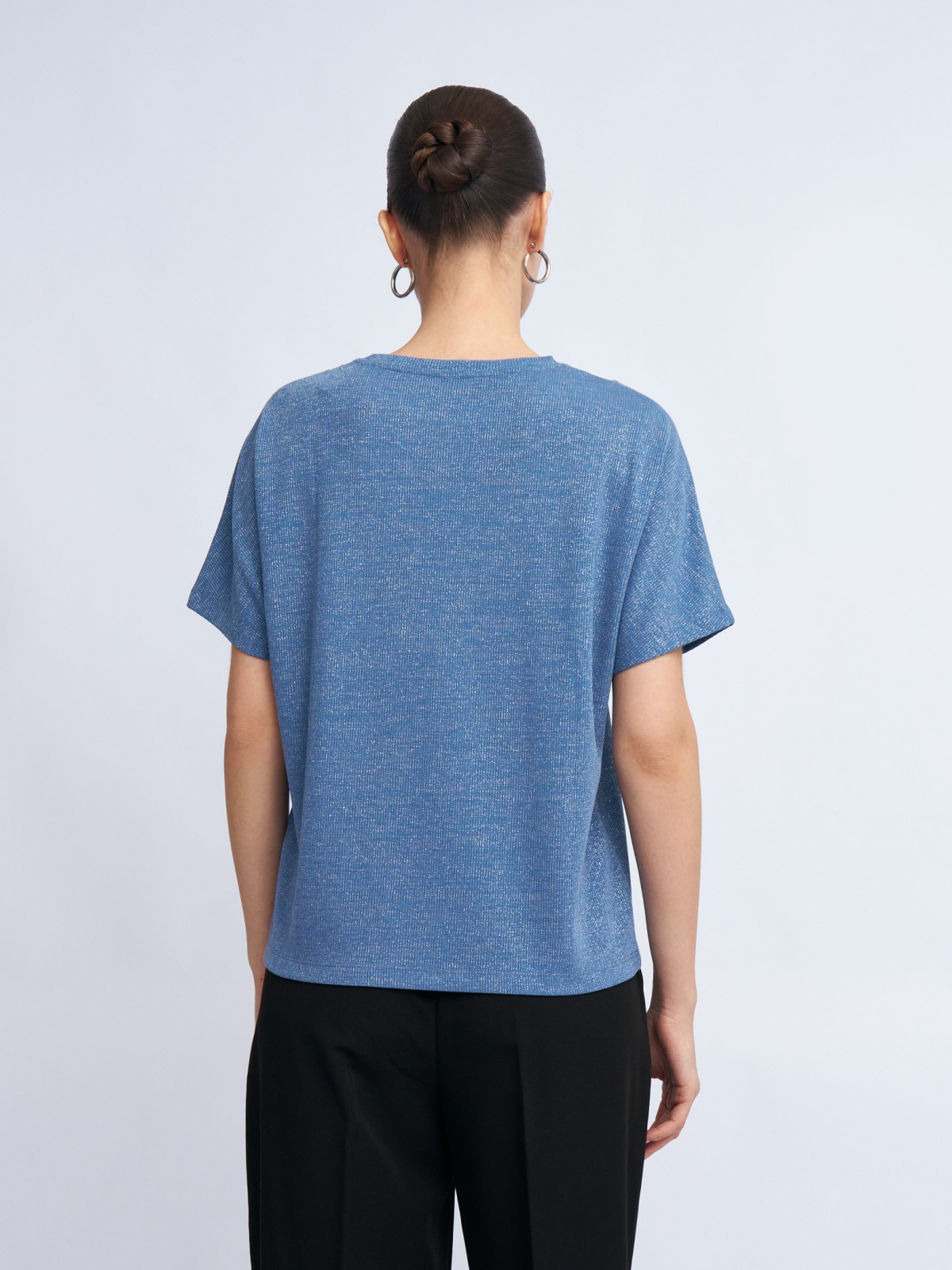 Трикотажный топ-блузка с люрексом