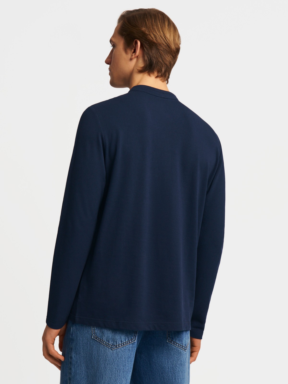 Лонгслив хенли из хлопка с длинным рукавом