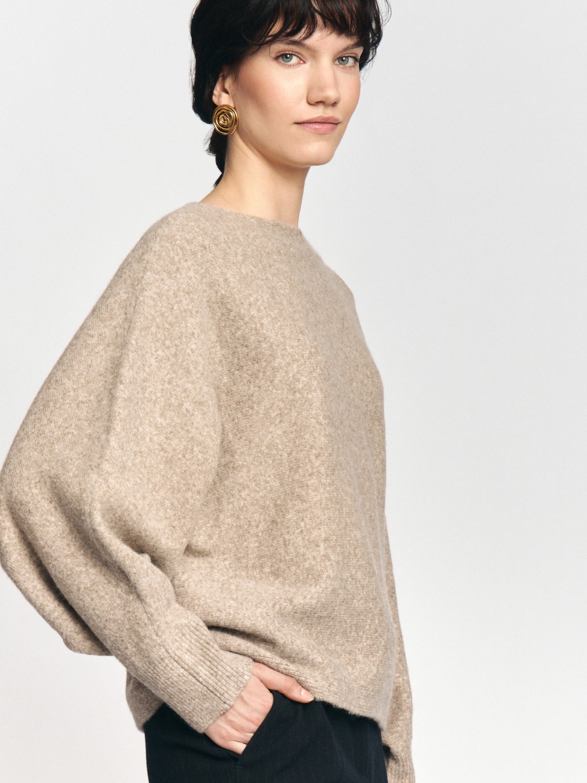 Вязаный джемпер с рукавом летучая мышь