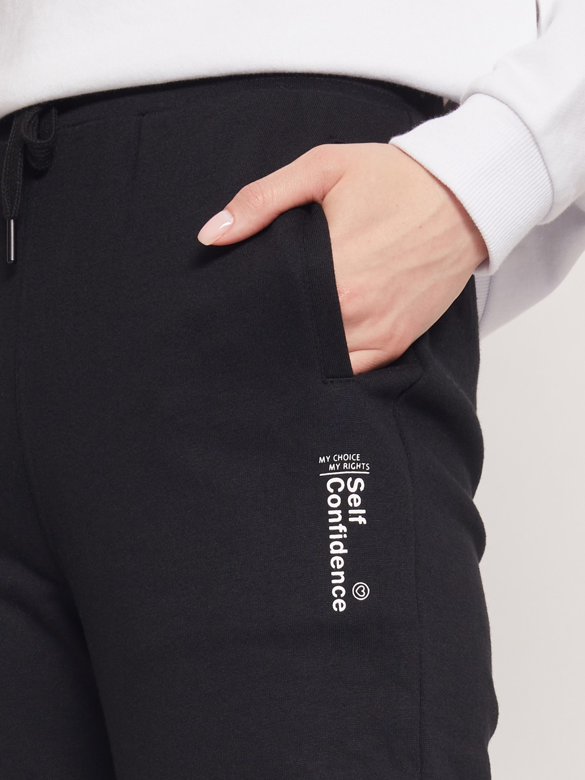 Трикотажные брюки-джоггеры zolla 22131732L121, цвет черный, размер XS - фото 5