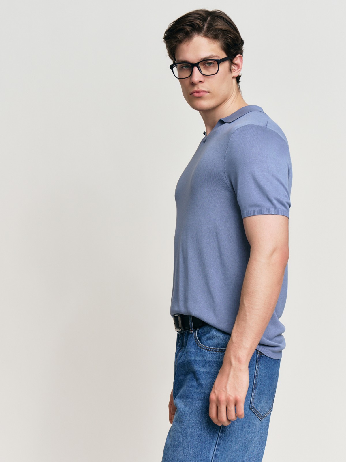 Трикотажный джемпер поло с коротким рукавом