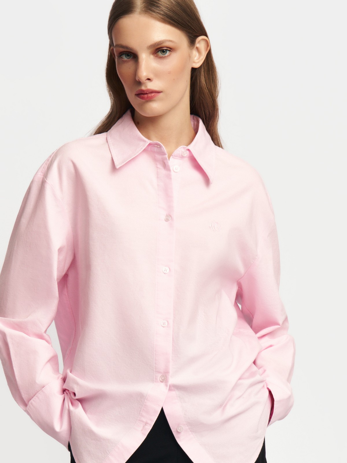 Рубашка оверсайз силуэта из хлопка