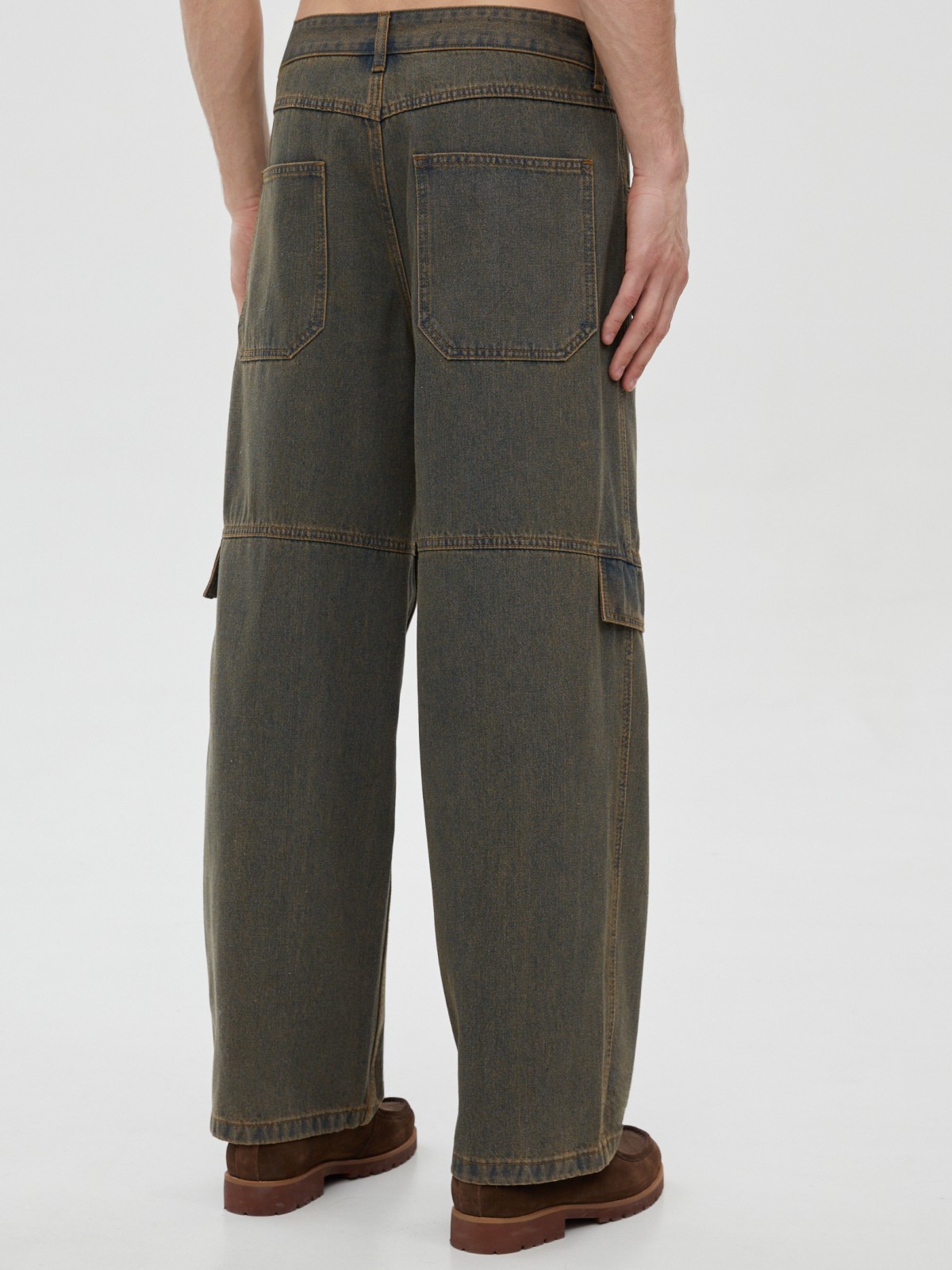 Джинсы фасона Baggy с карманом карго