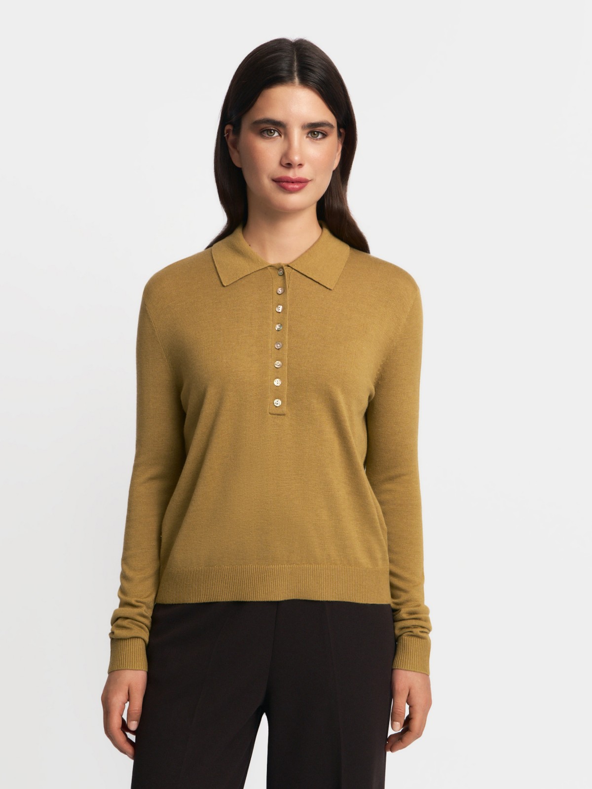 Трикотажный лонгслив поло