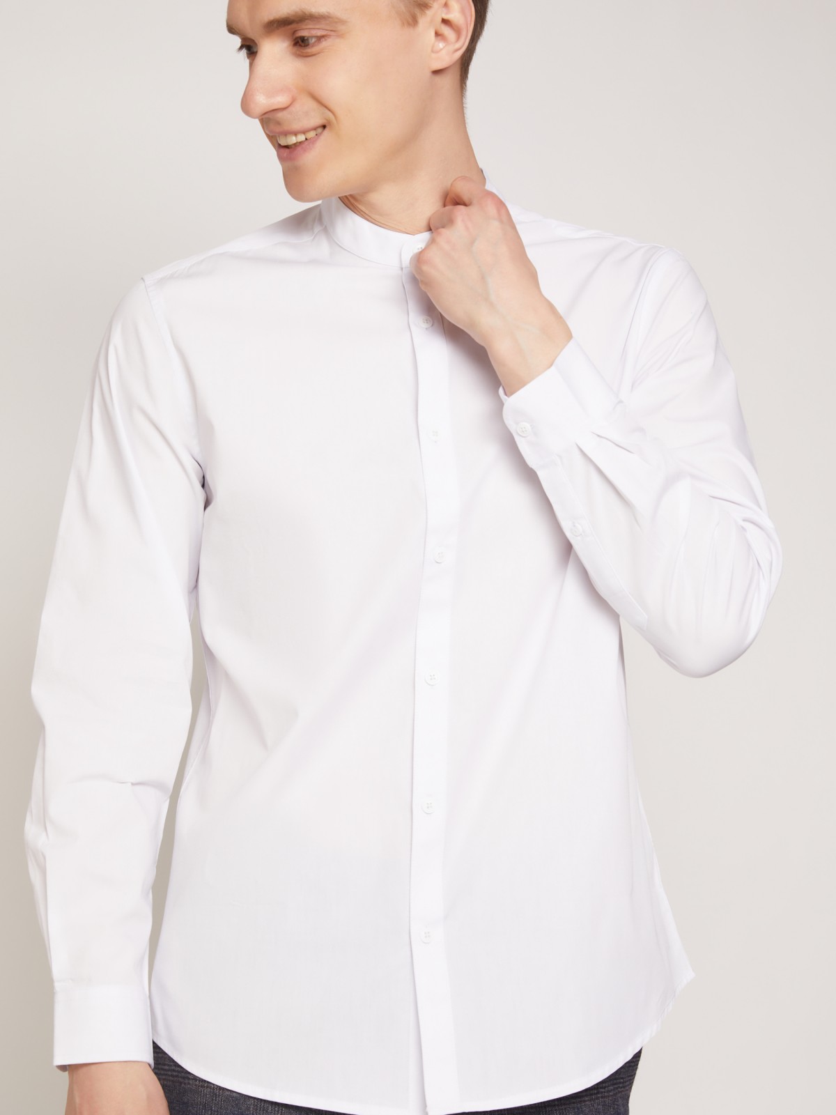 Рубашка с воротником-стойкой zolla 21132217Y012, цвет белый, размер XS - фото 3