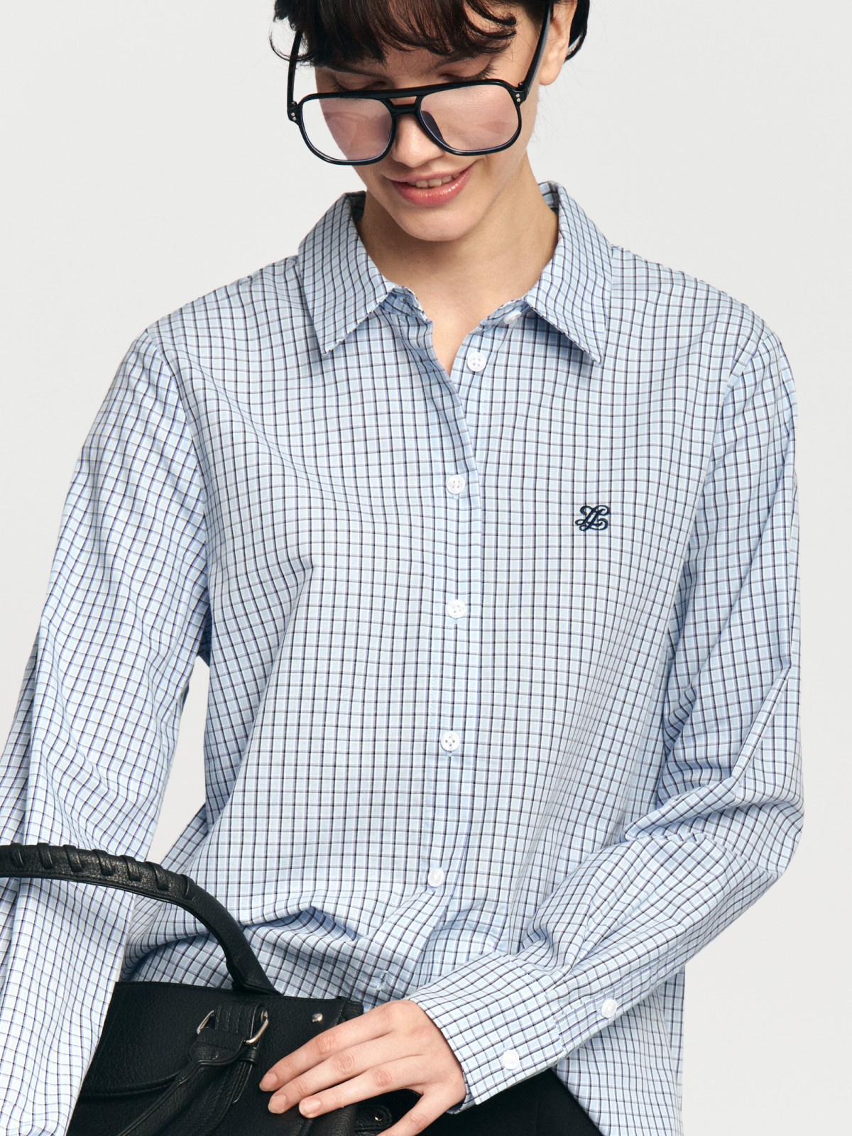 Рубашка из хлопка в клетку с длинным рукавом