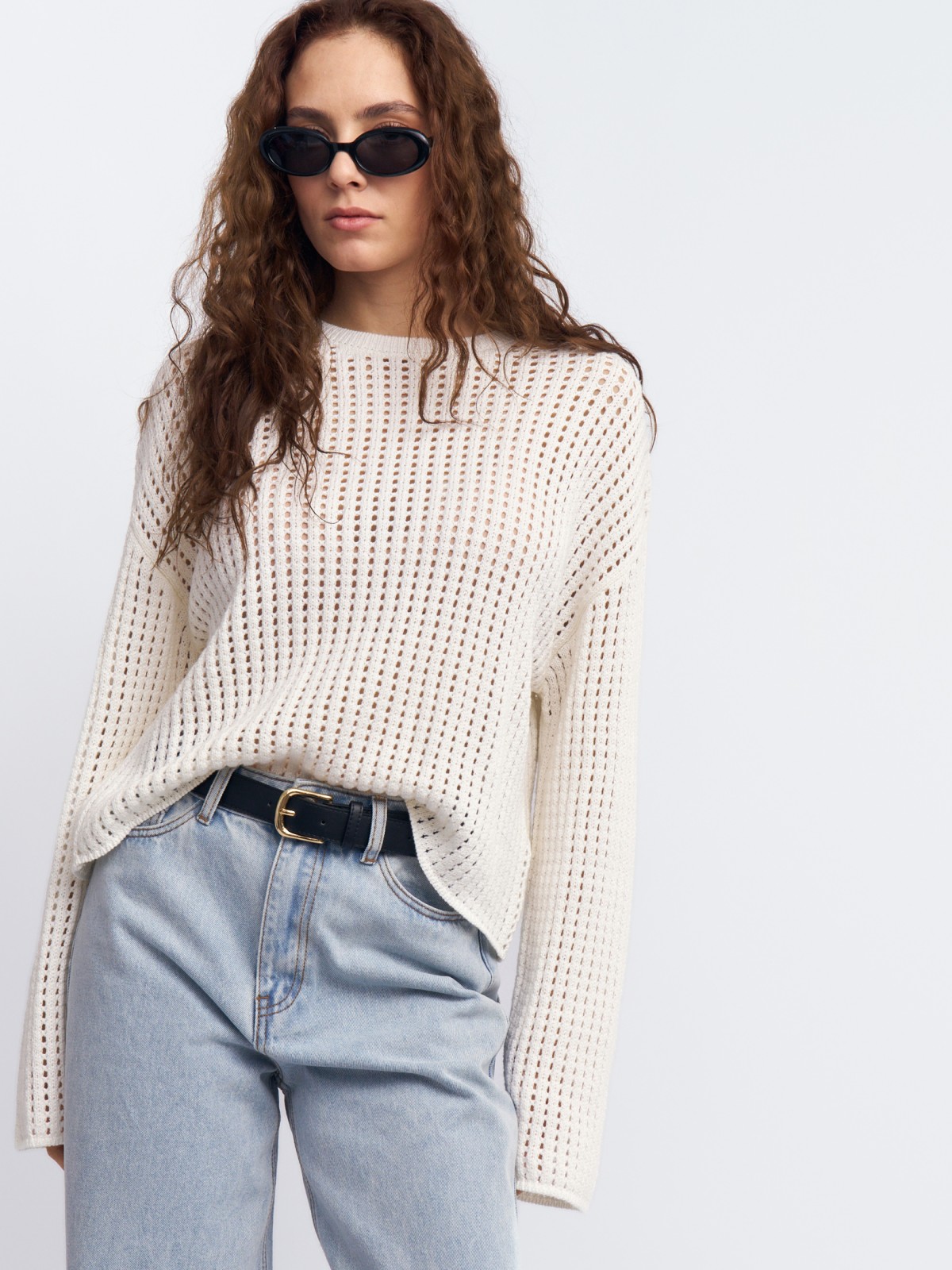 Ажурный вязаный джемпер