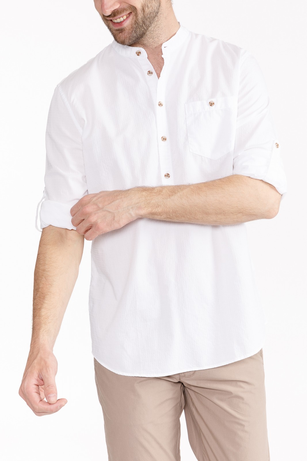Рубашка с длинными  рукавами zolla 010232106013, цвет белый, размер S - фото 1