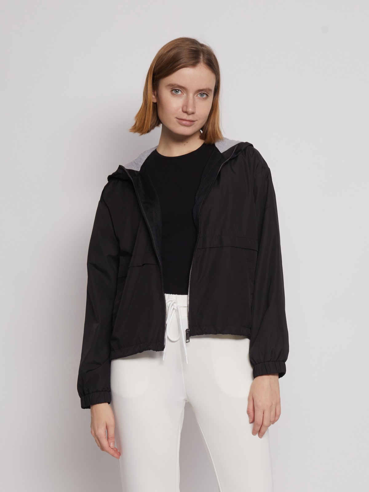 Куртка-ветровка с капюшоном zolla 022215602024, цвет черный, размер XS - фото 3