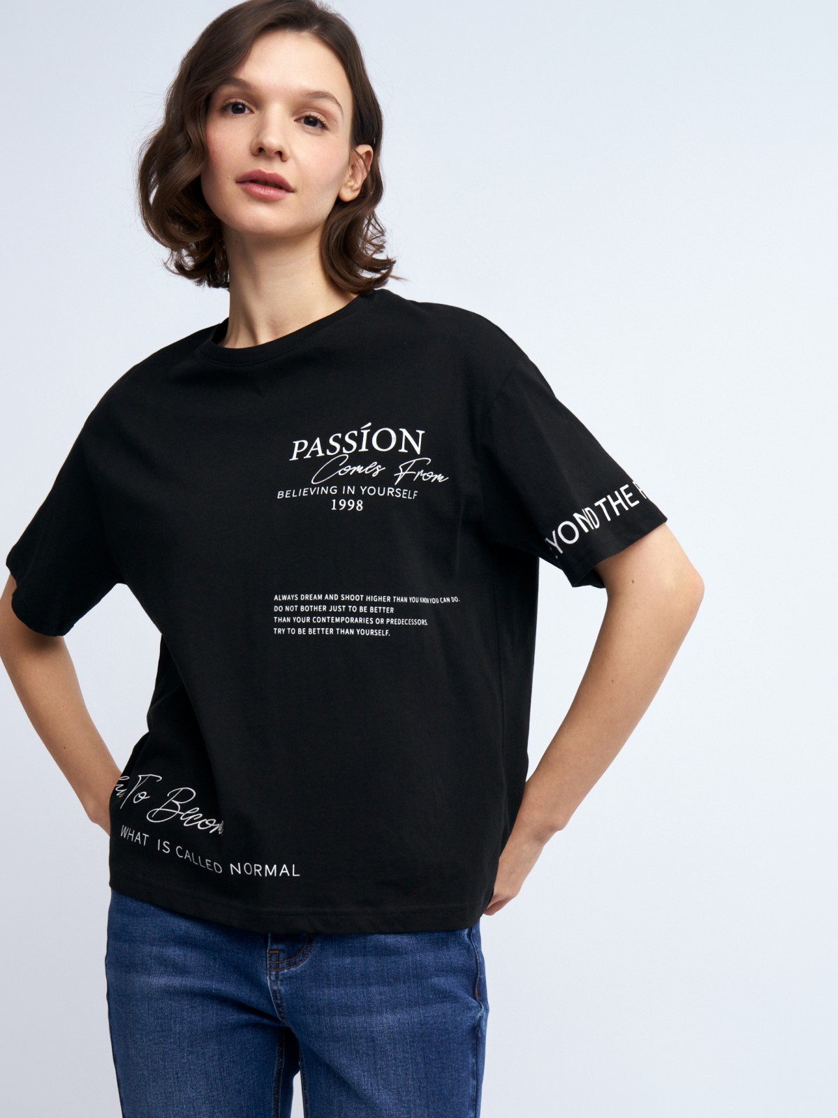 Футболка из хлопка с принтом-надписью