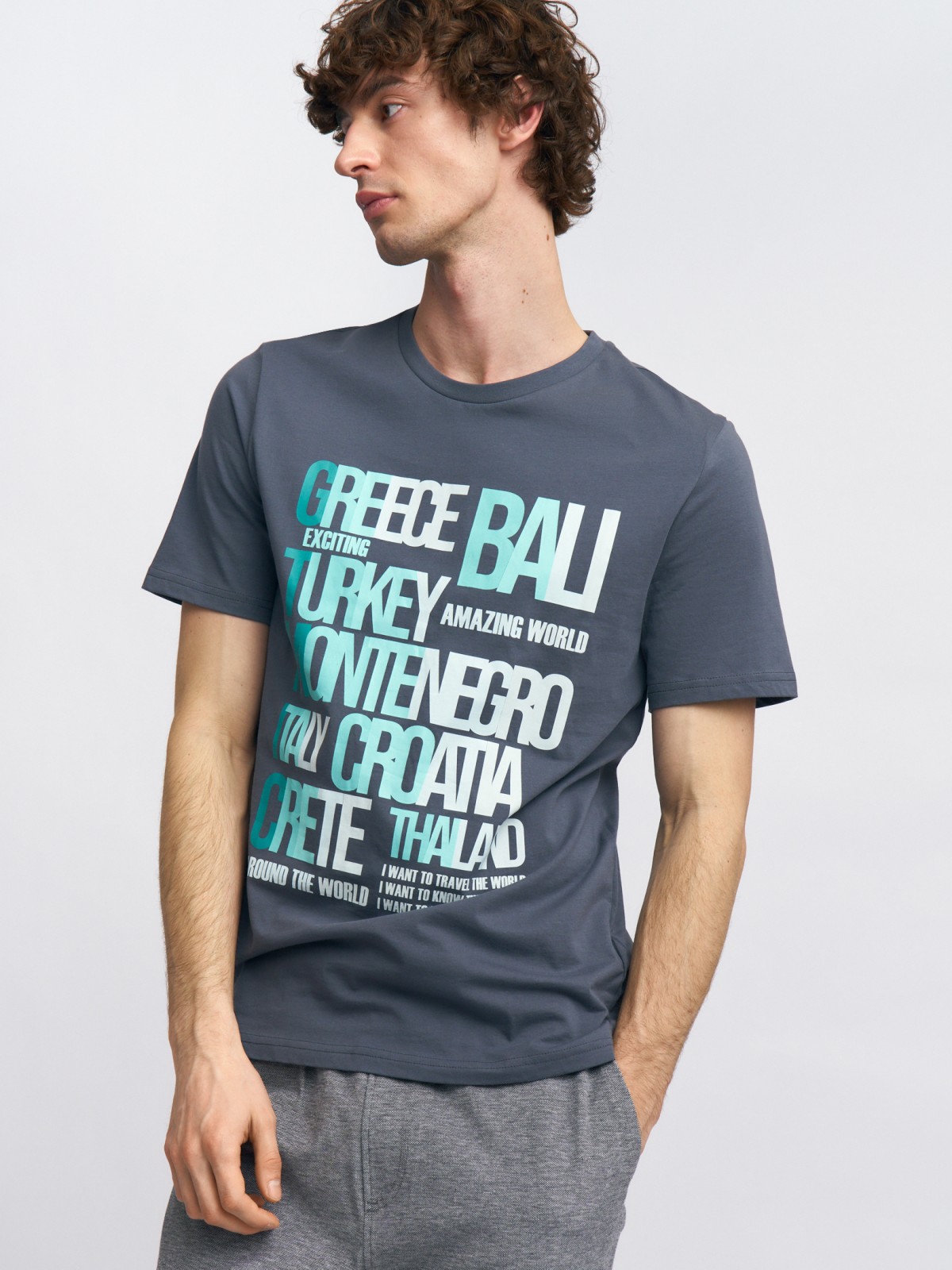 Футболка из хлопка с принтом-надписью