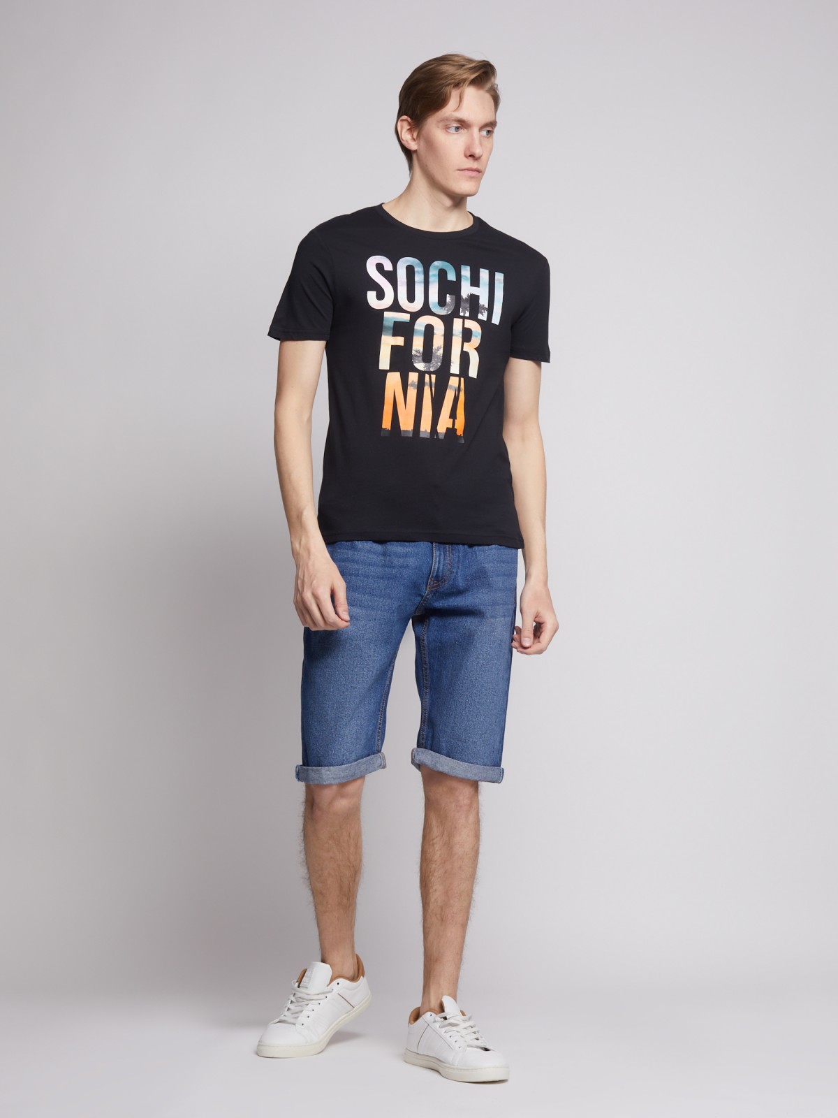 Футболка из хлопка с принтом-надписью