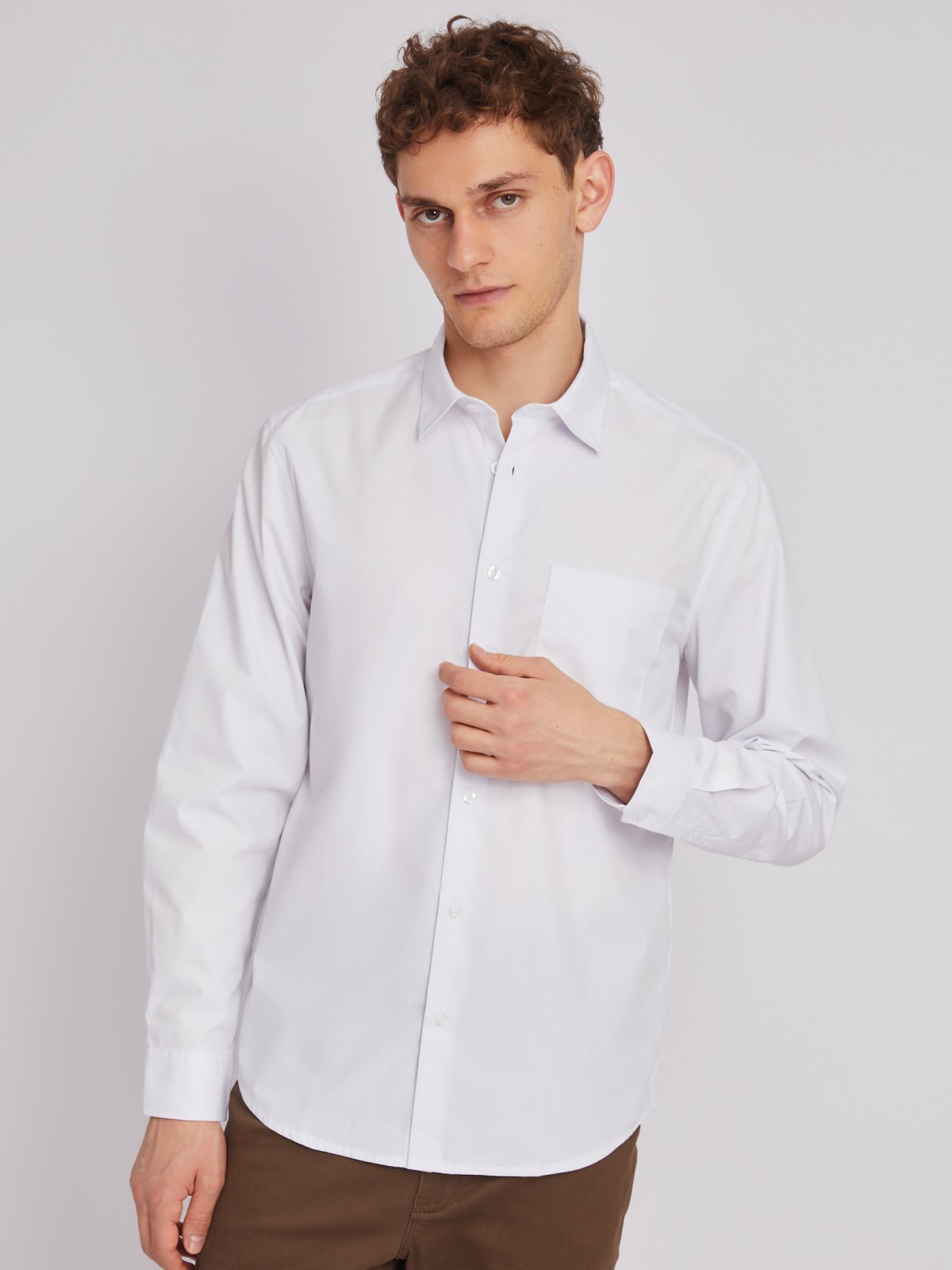 Офисная рубашка прямого силуэта с длинным рукавом zolla 01332217Y012, цвет белый, размер XS - фото 5