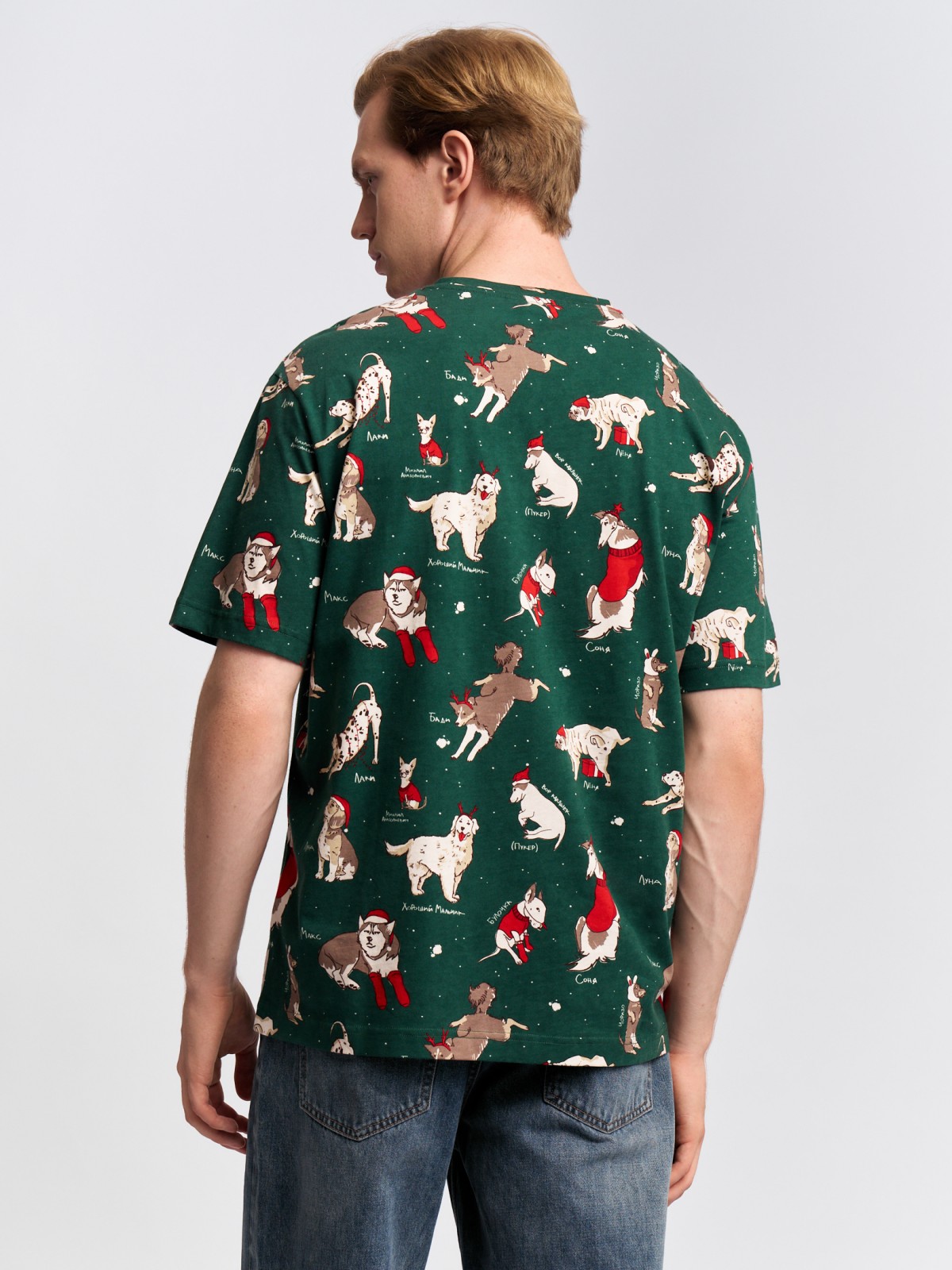 Новогодняя футболка из хлопка с принтом