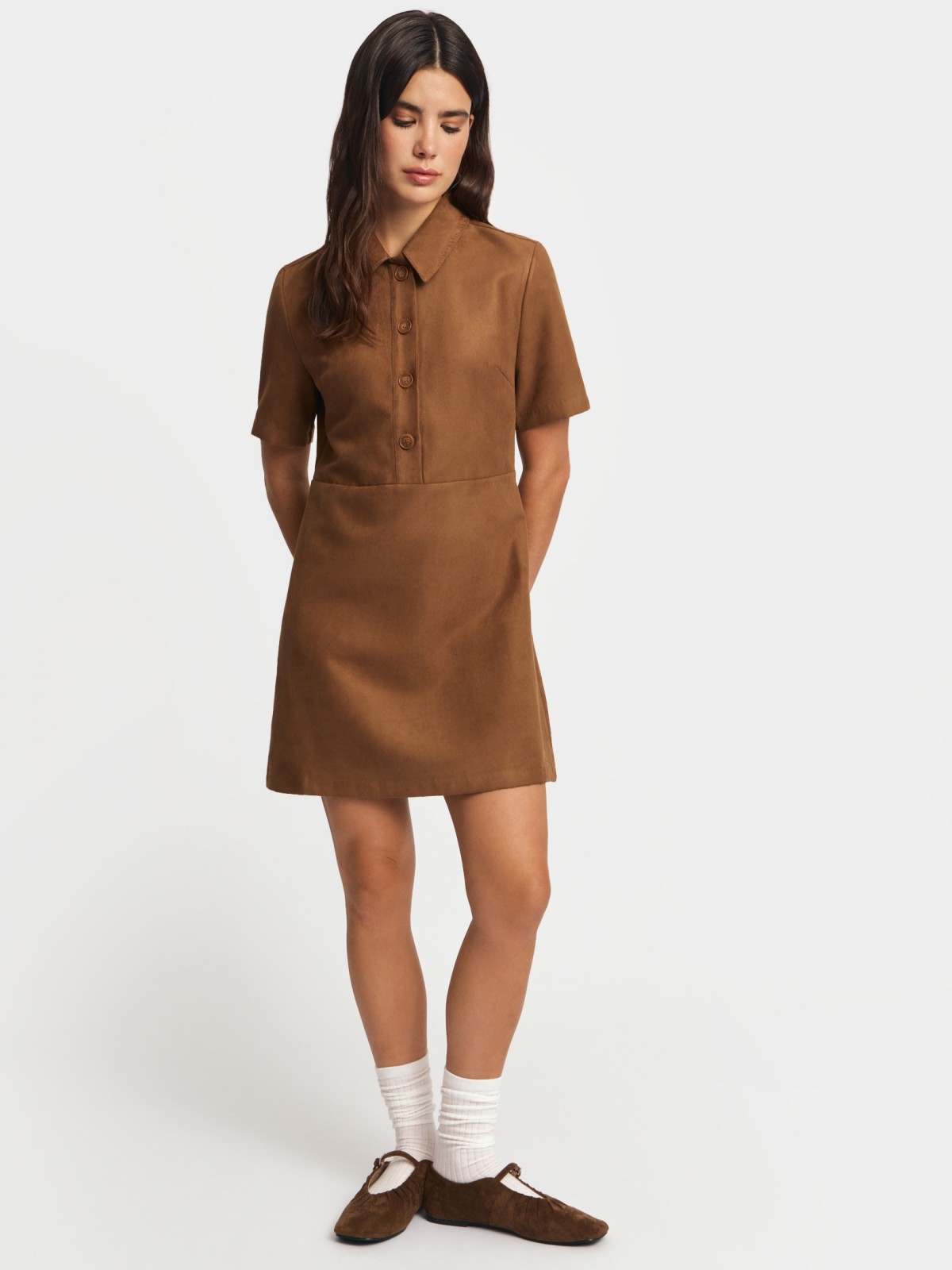 Платье поло из экозамши