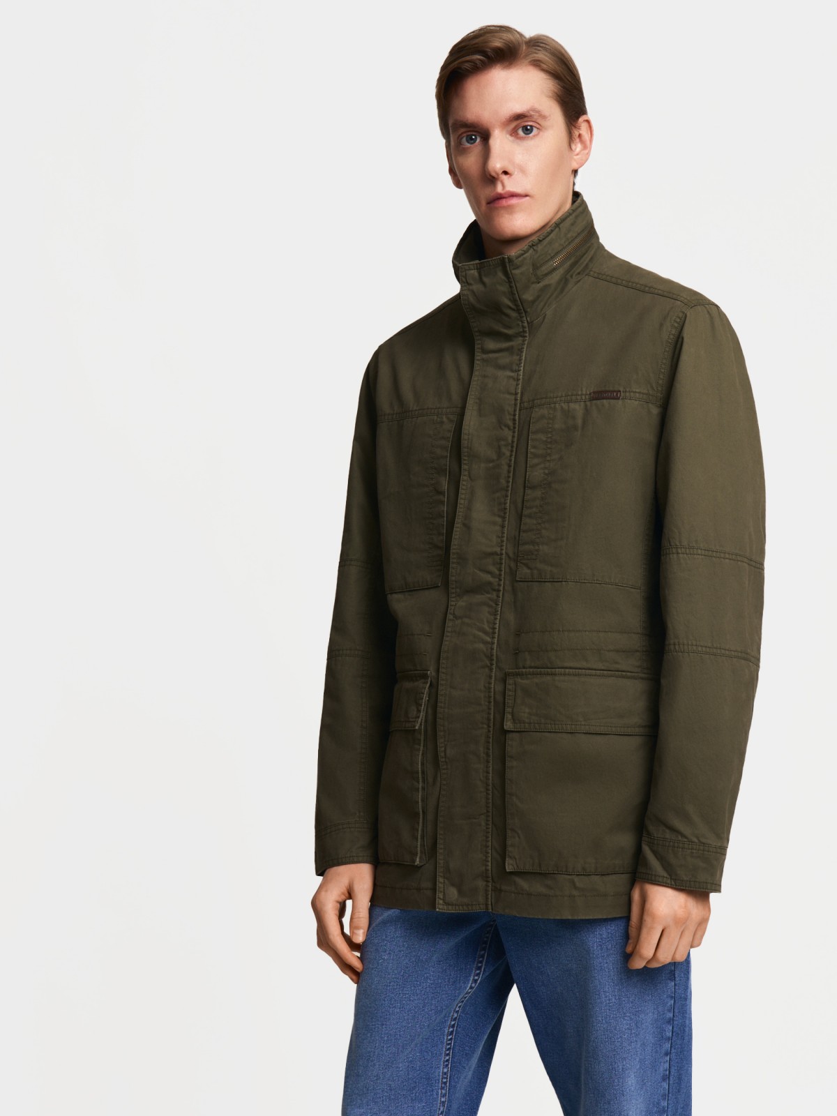 Куртка-ветровка из хлопка с воротником-стойкой