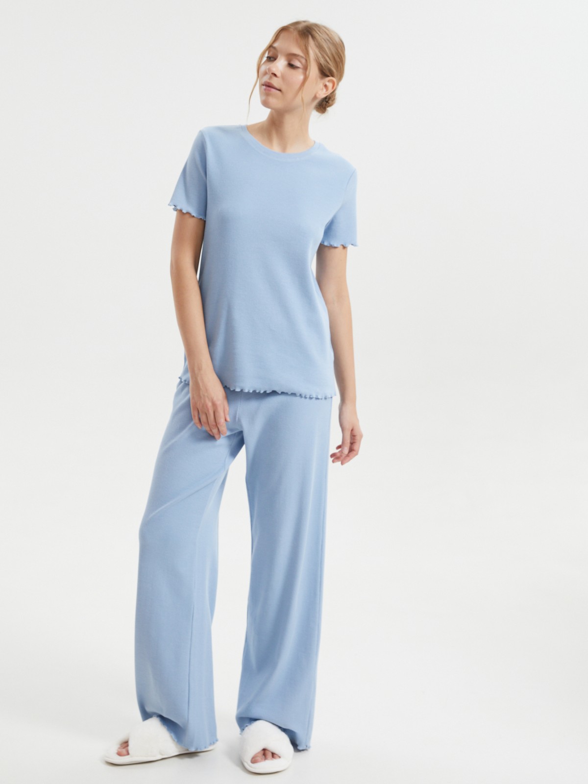 Штаны на резинке из хлопка с оборками