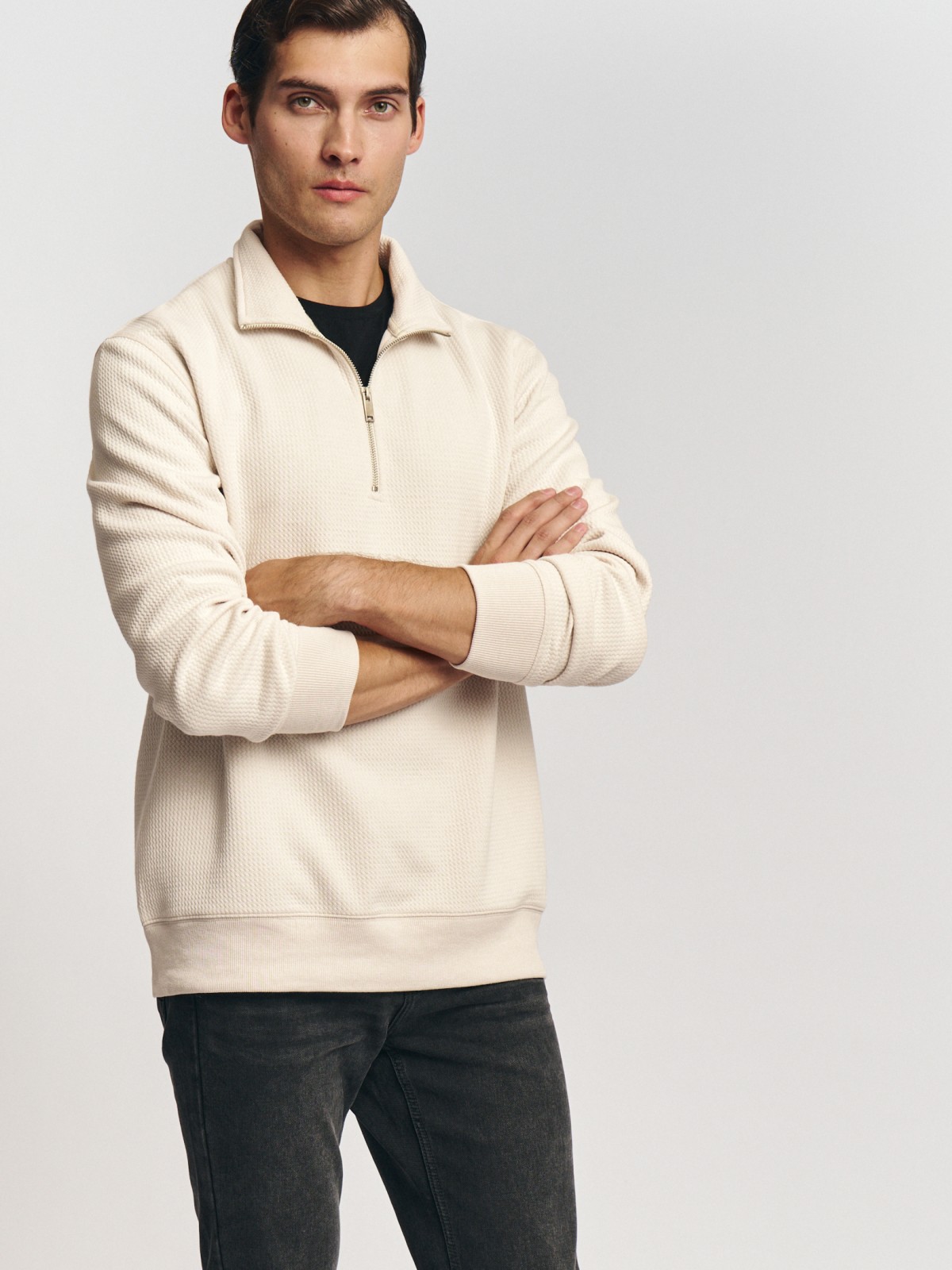 Прямой трикотажный свитшот на молнии