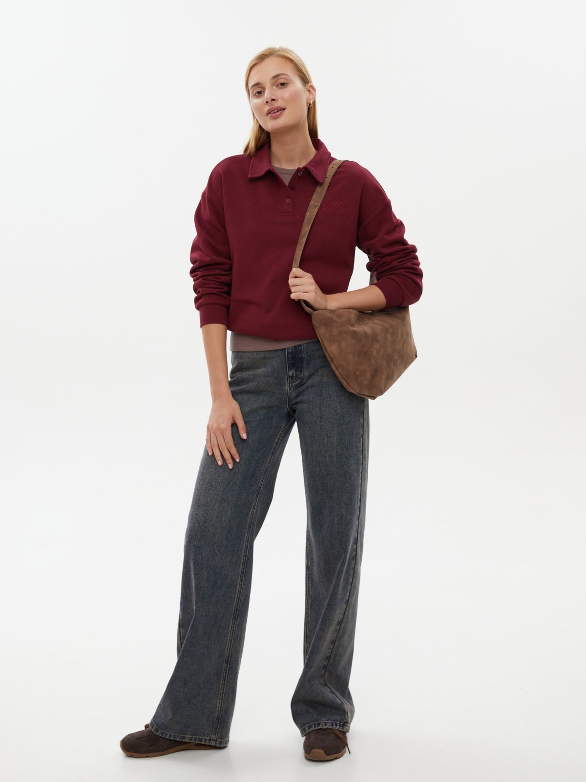 Утеплённый свитшот с воротником и начёсом