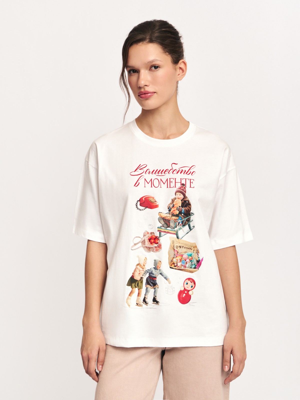 Футболка из хлопка с новогодним принтом