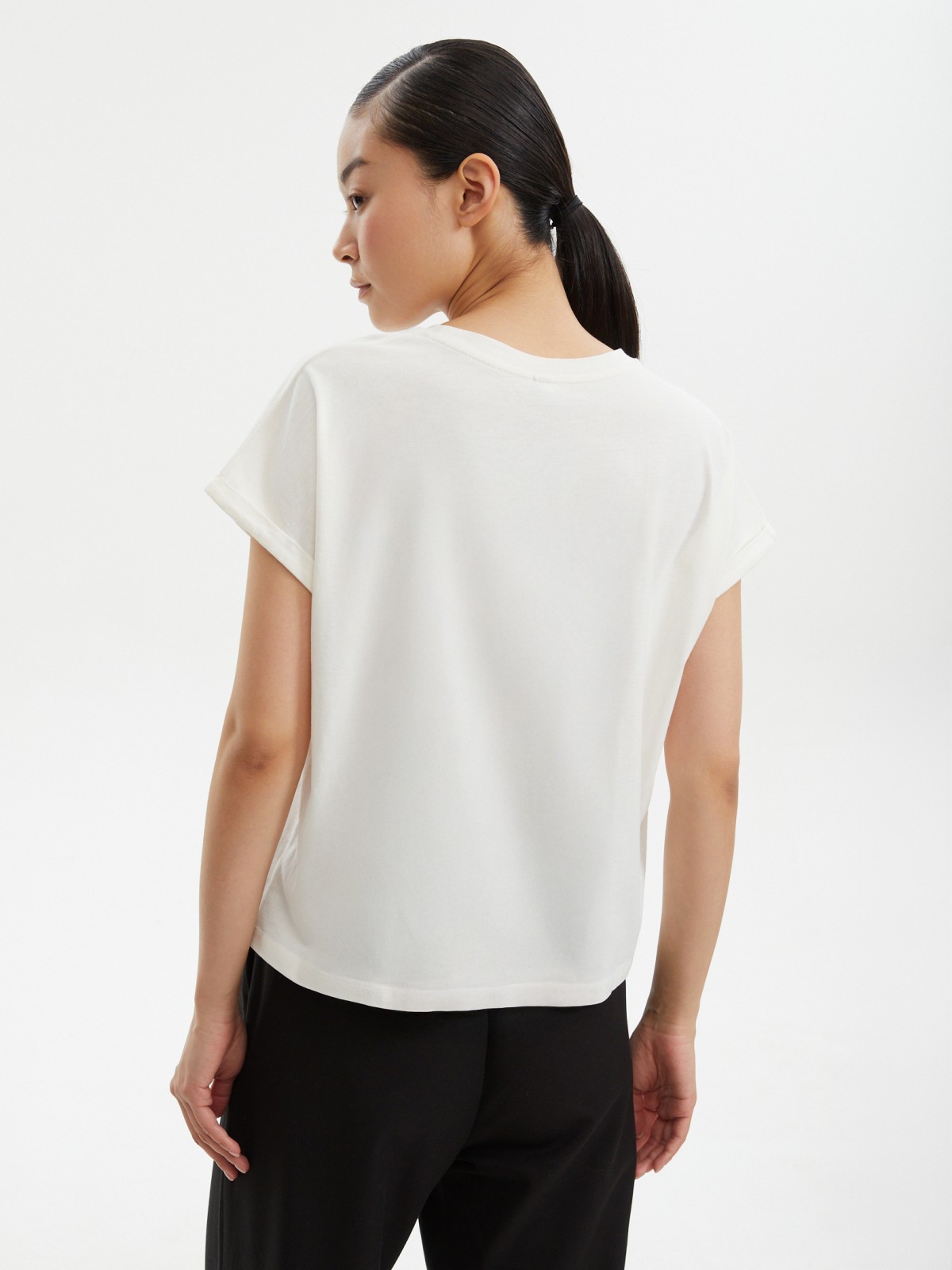 Футболка из хлопка с коротким рукавом и принтом