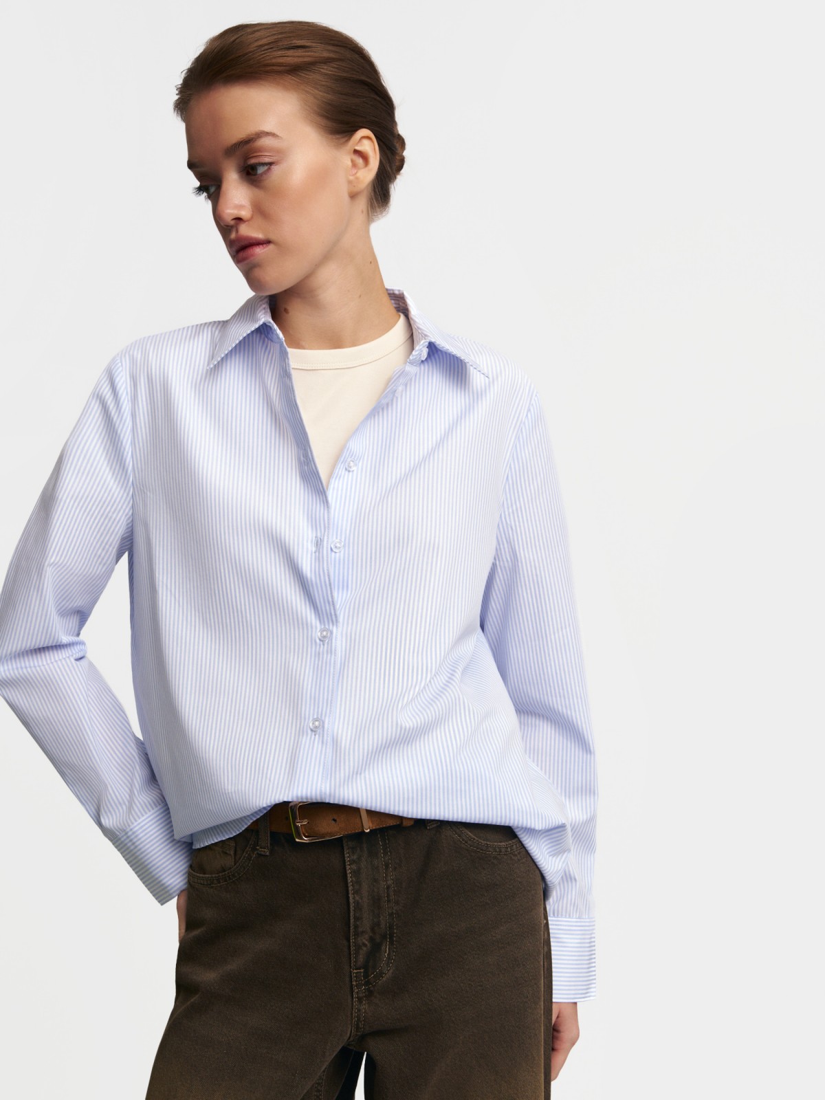 Рубашка прямого силуэта в полоску