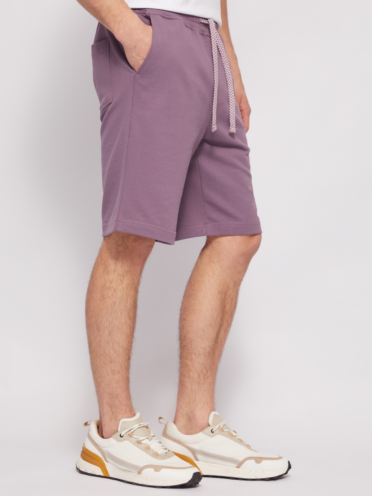 Трикотажные шорты из хлопка на резинке zolla 014237J2Q052, цвет фиолетовый, размер S - фото 2