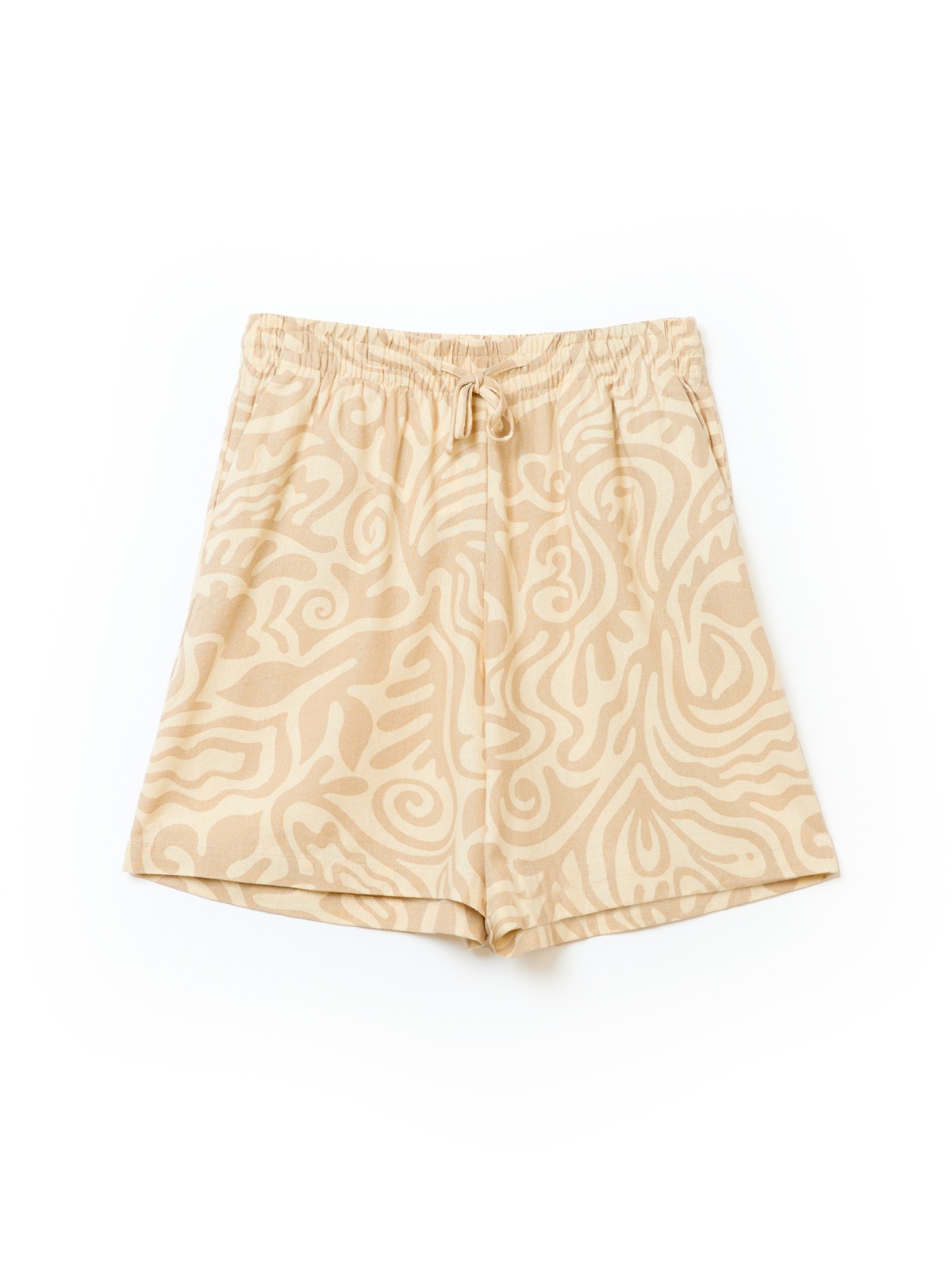 Льняные шорты на резинке с карманами