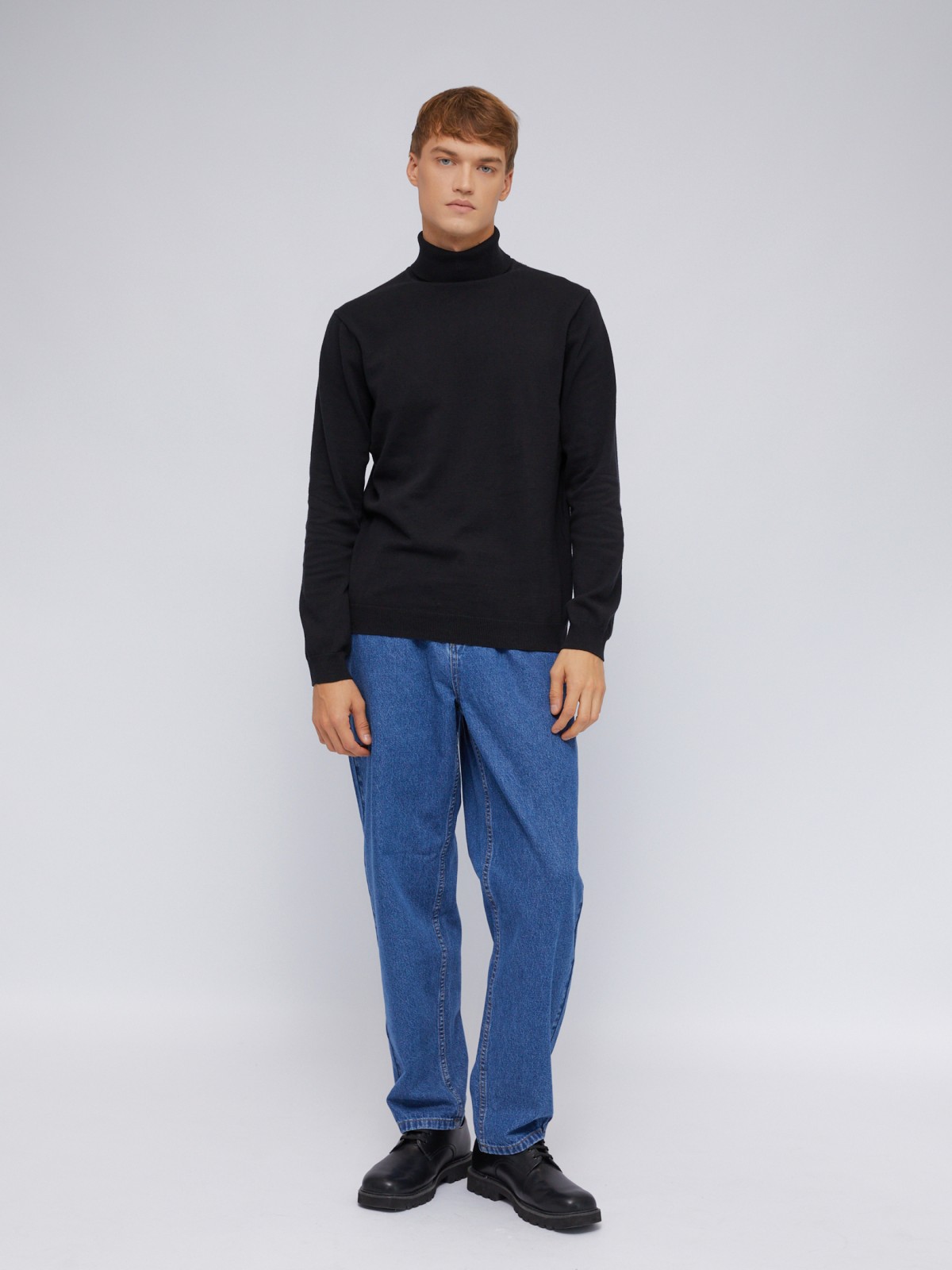 Тонкая водолазка из хлопка с воротником гольф