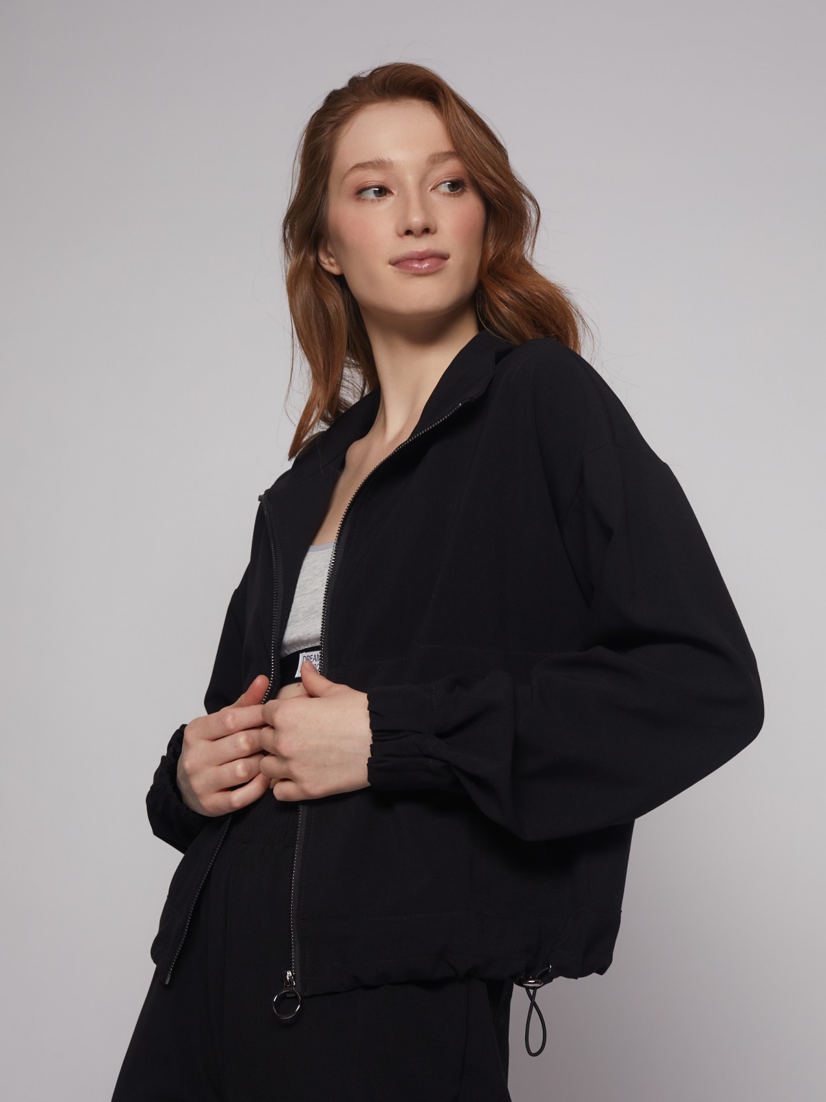 Бомбер на молнии с воротником