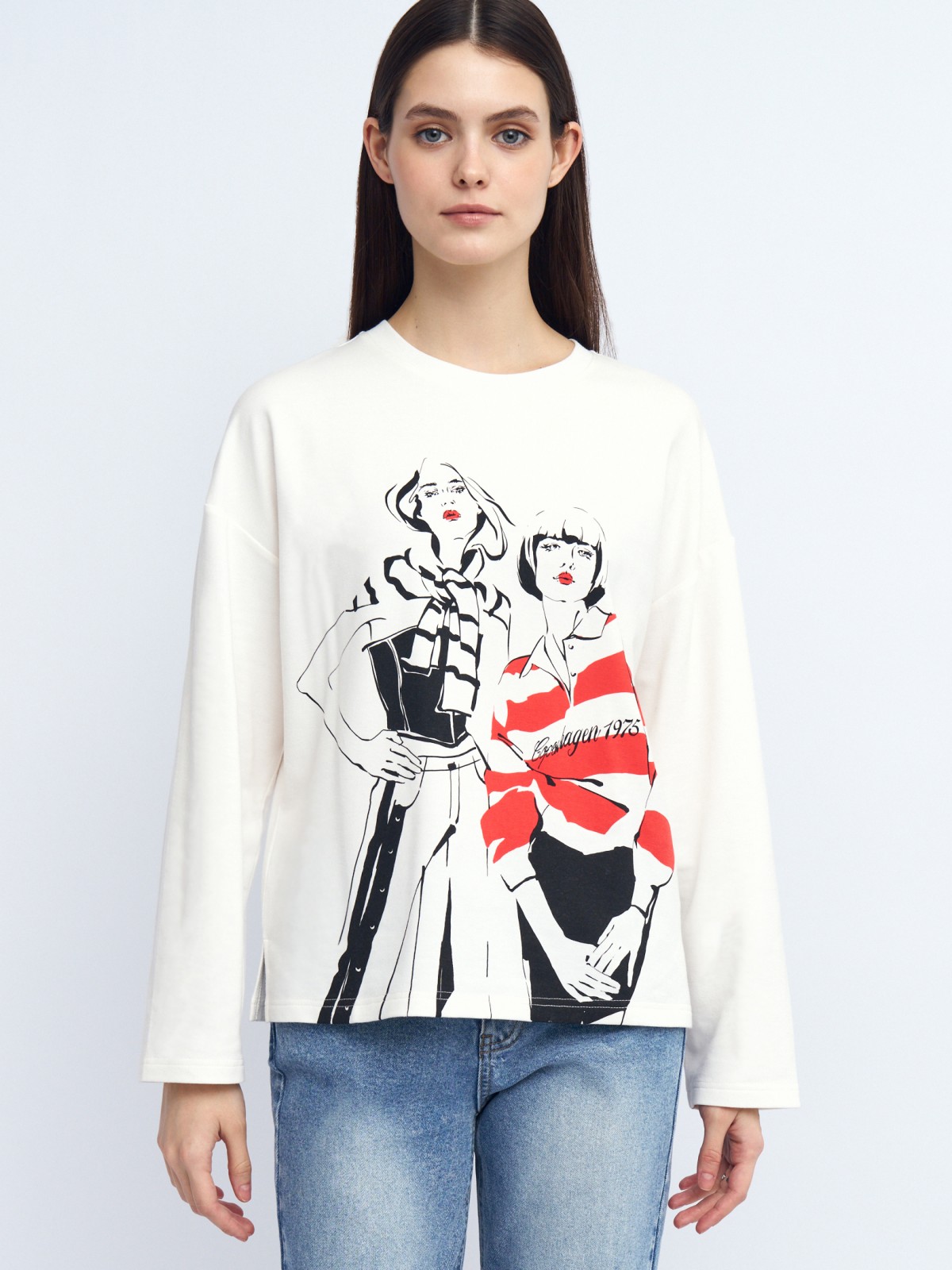 Трикотажный лонгслив с принтом