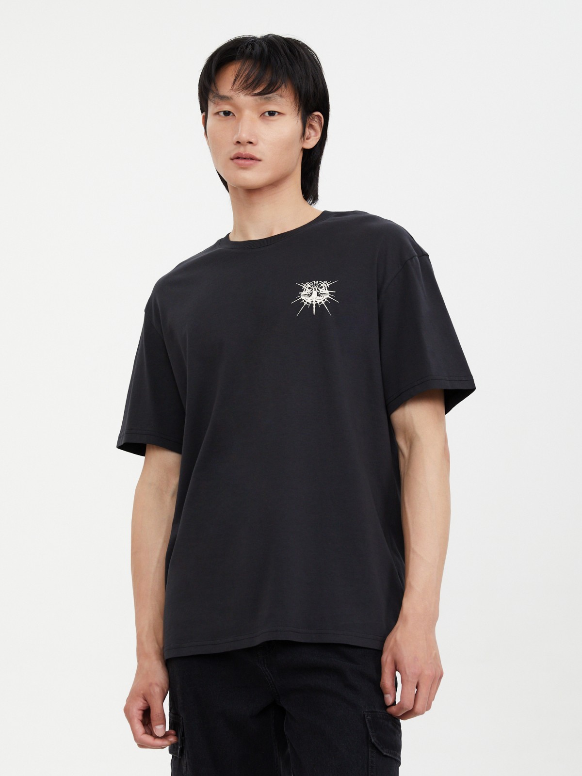 Футболка из хлопка с принтом на спине