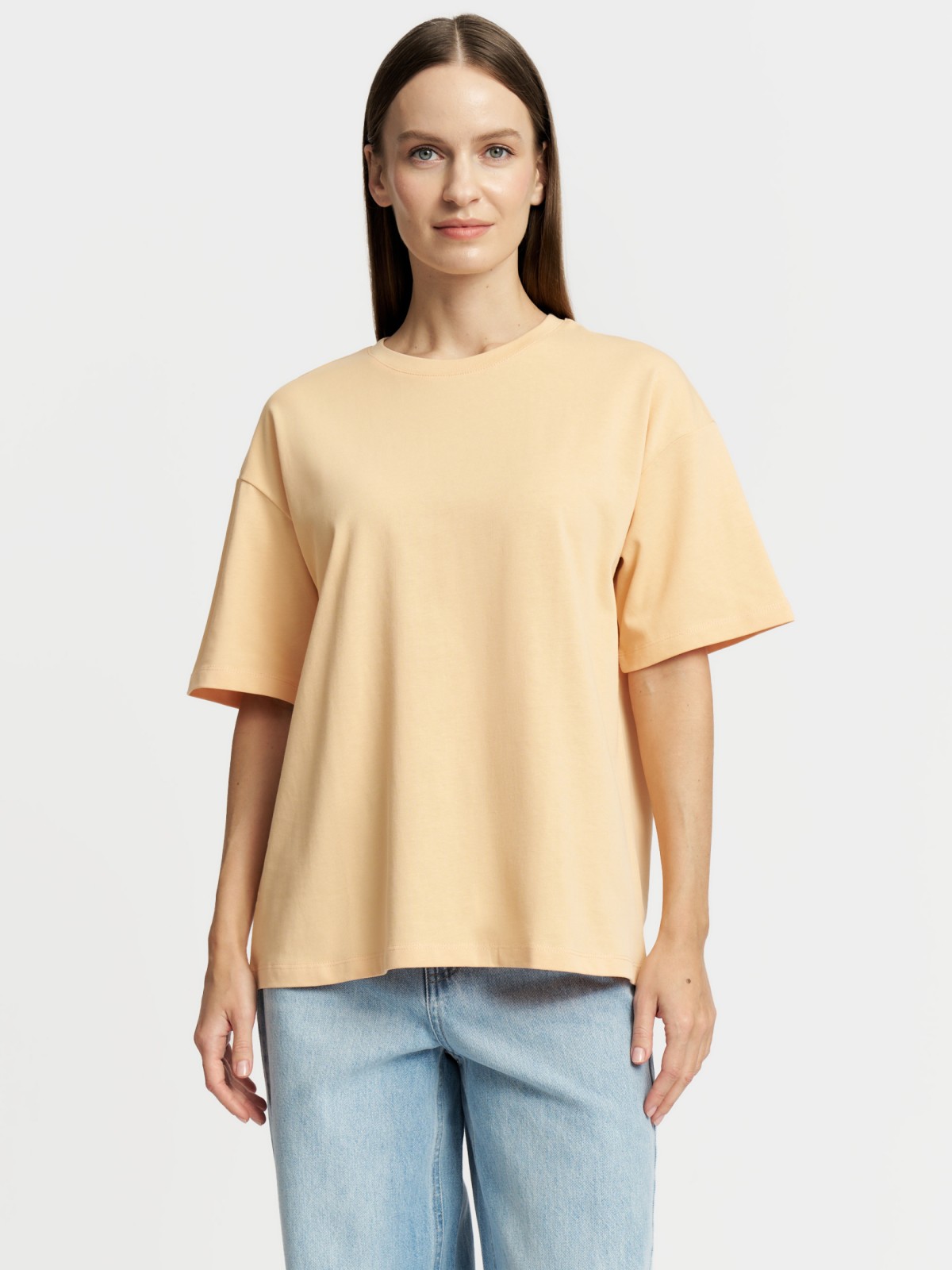 Футболка оверсайз из хлопка однотонная