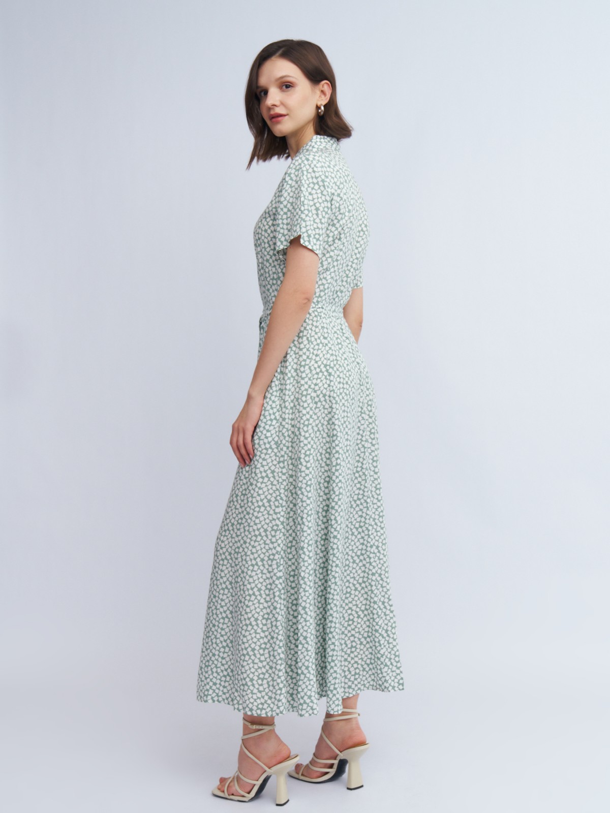 Платье-рубашка из вискозы с поясом