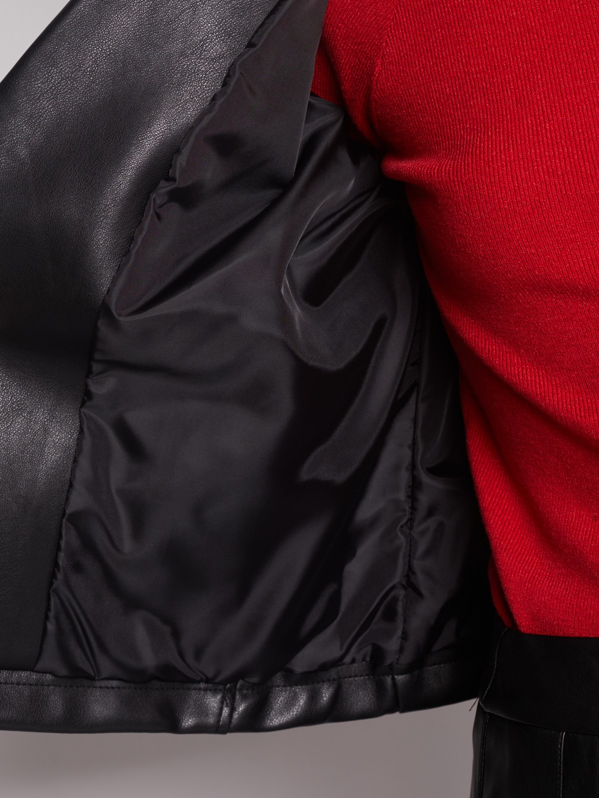 Куртка-косуха из искусственной кожи zolla 022325602034, цвет черный, размер XS - фото 4
