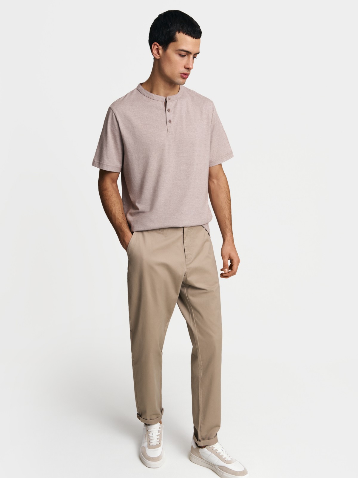 Футболка хенли из хлопка в полоску