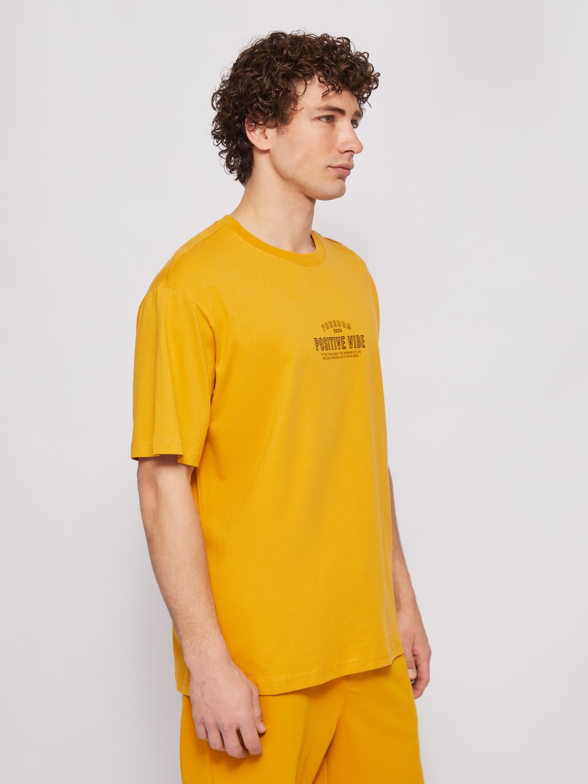 Футболка оверсайз из хлопка с принтом-надписью